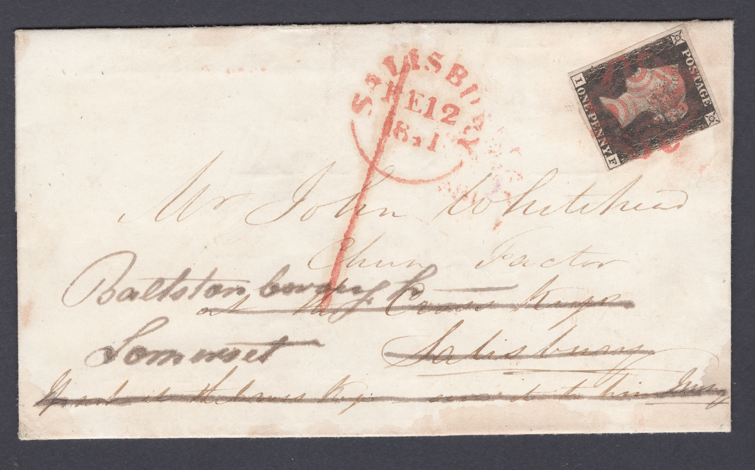 1840 1d Intense Black (Plate V) Letter I-F Cover