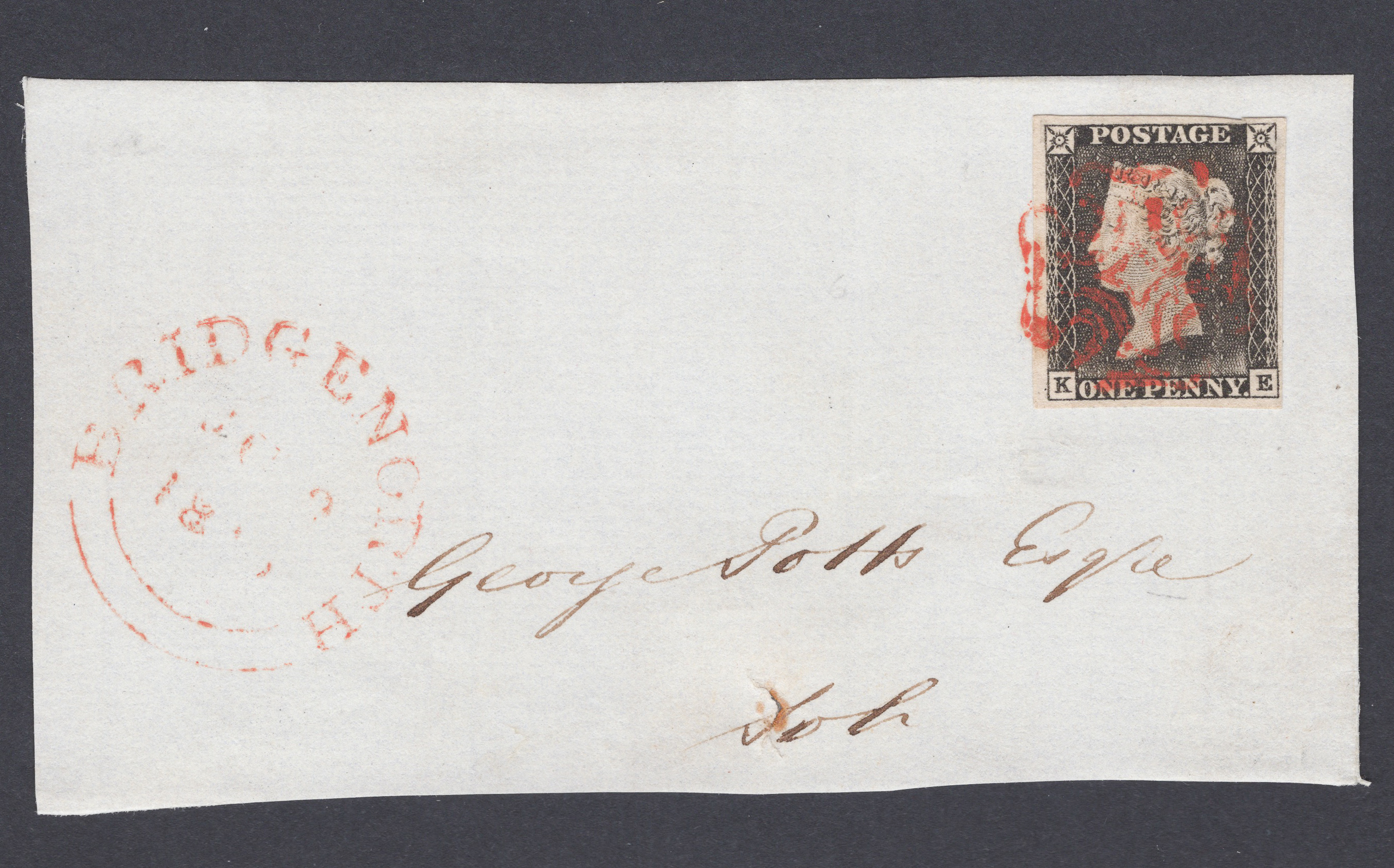 1840 1d Intense Black (Plate 1a) Superb Used On Front