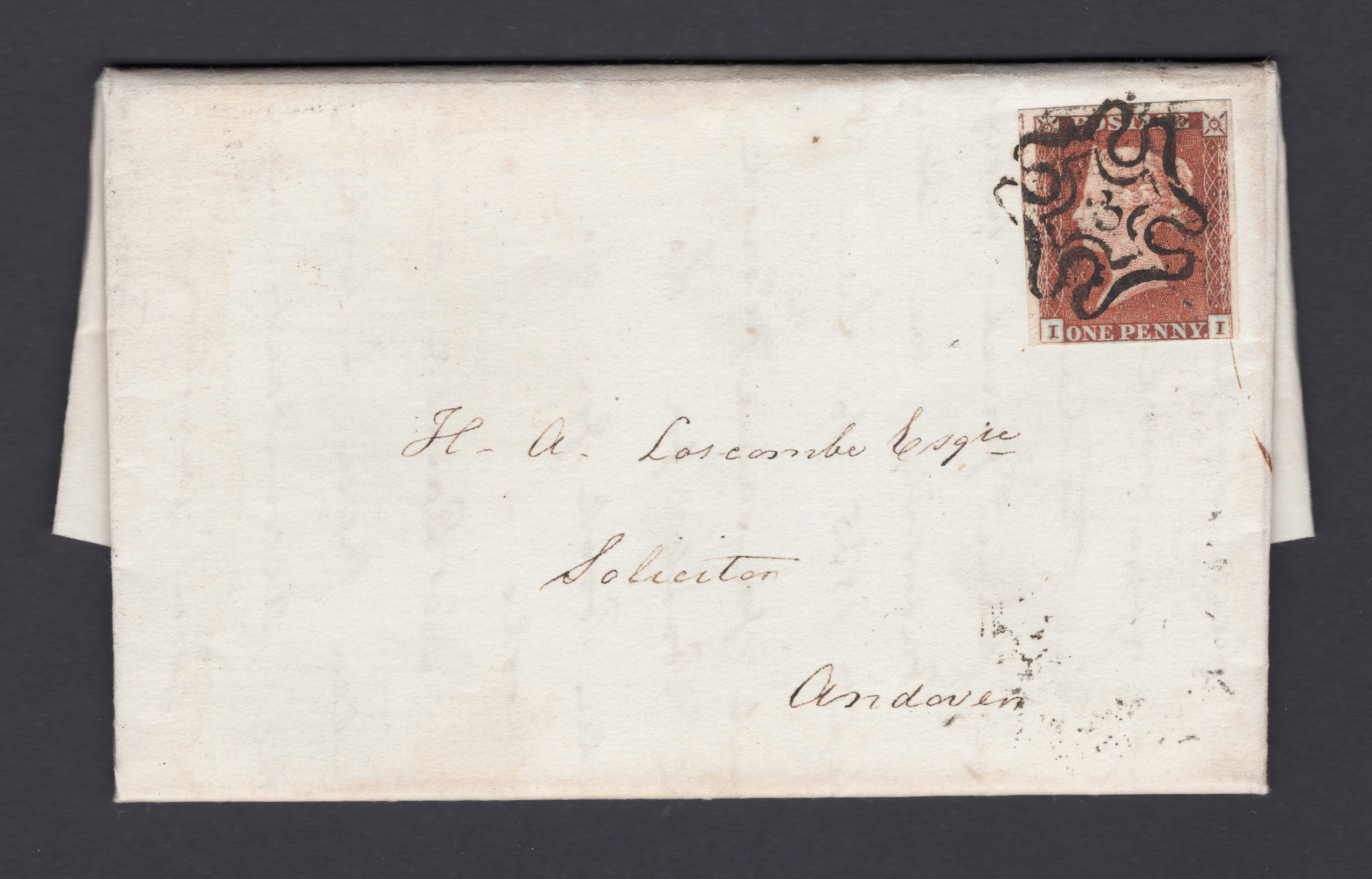 1843 1d Red-Brown Letter-Sheet Numeral '3' Maltese Cross