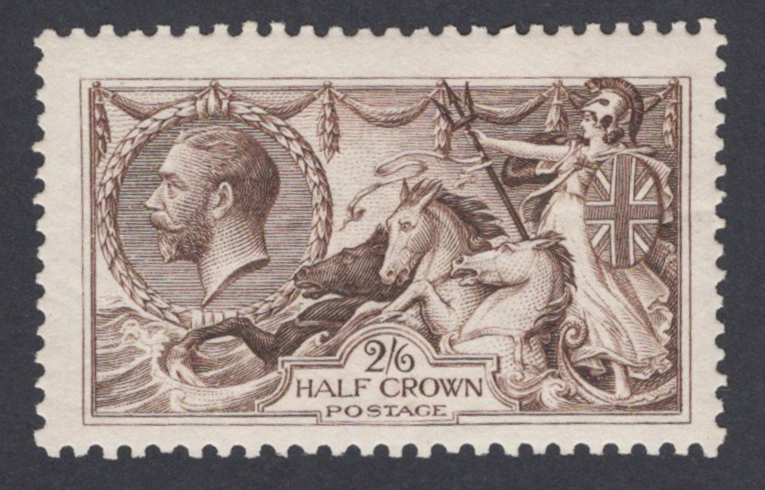 1913 2/6d Sepia-Brown Seahorse