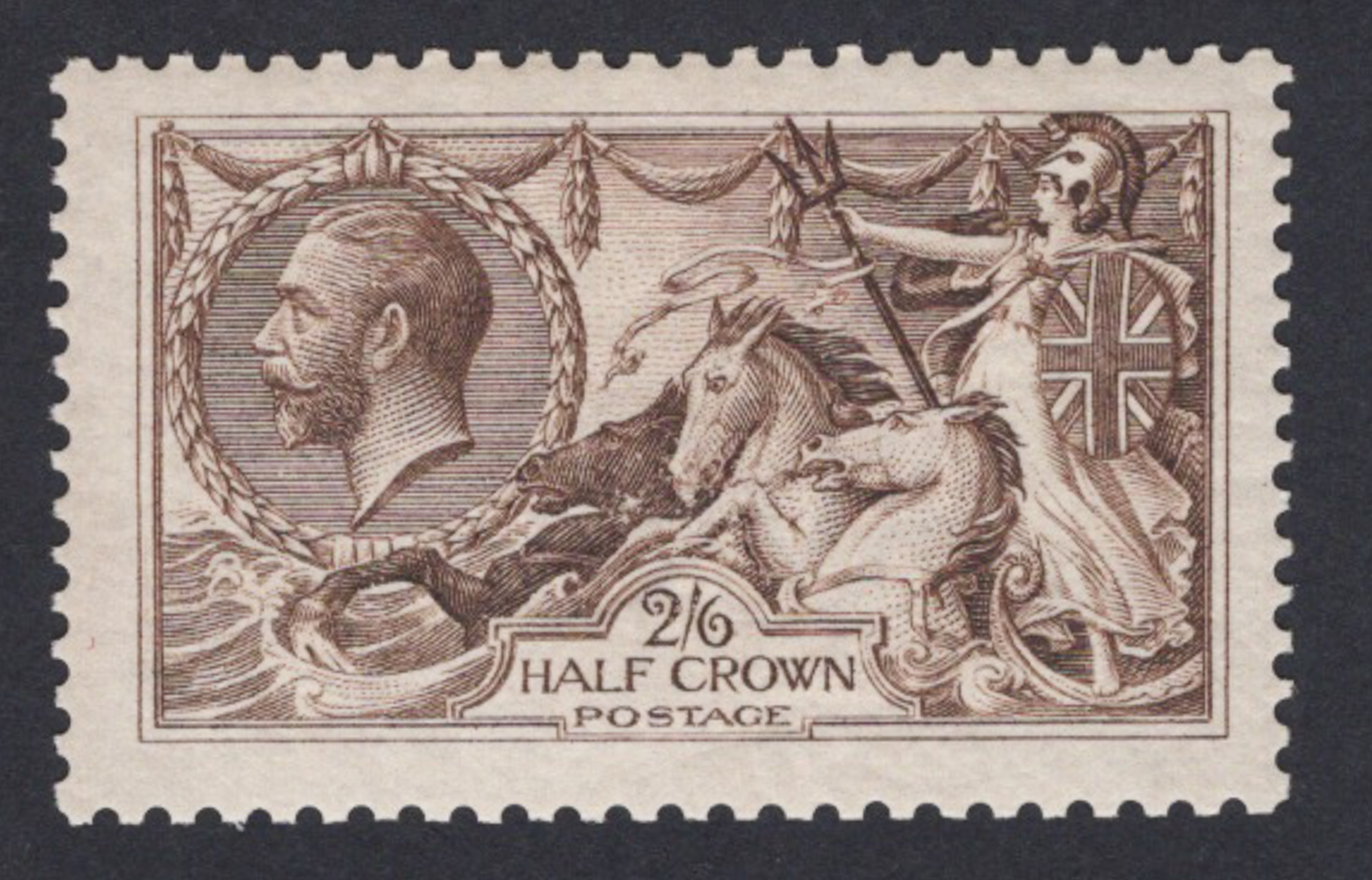 1913 2/6 Sepia-Brown Seahorse Unmounted Mint