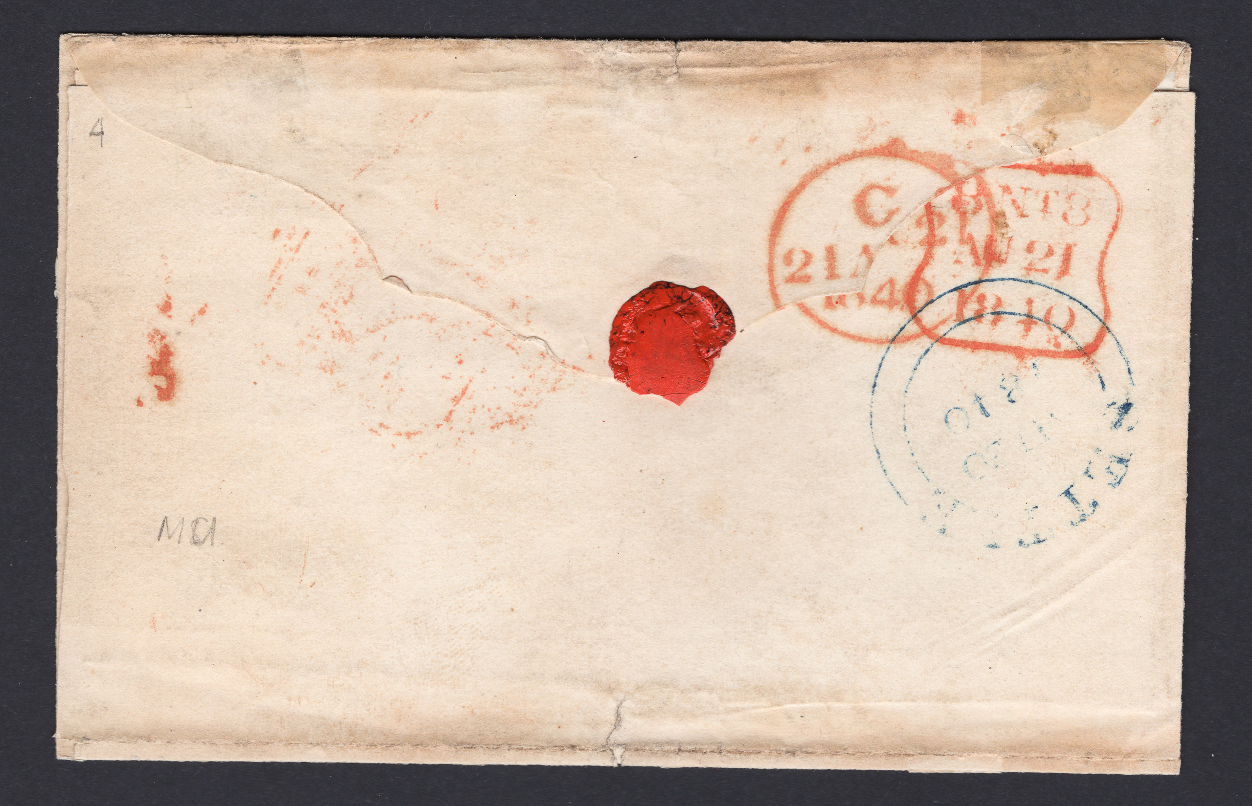 1840 1d Black (Plate IV) Lettered F-B Distinctive SETTLE Maltese Cross - Image 2