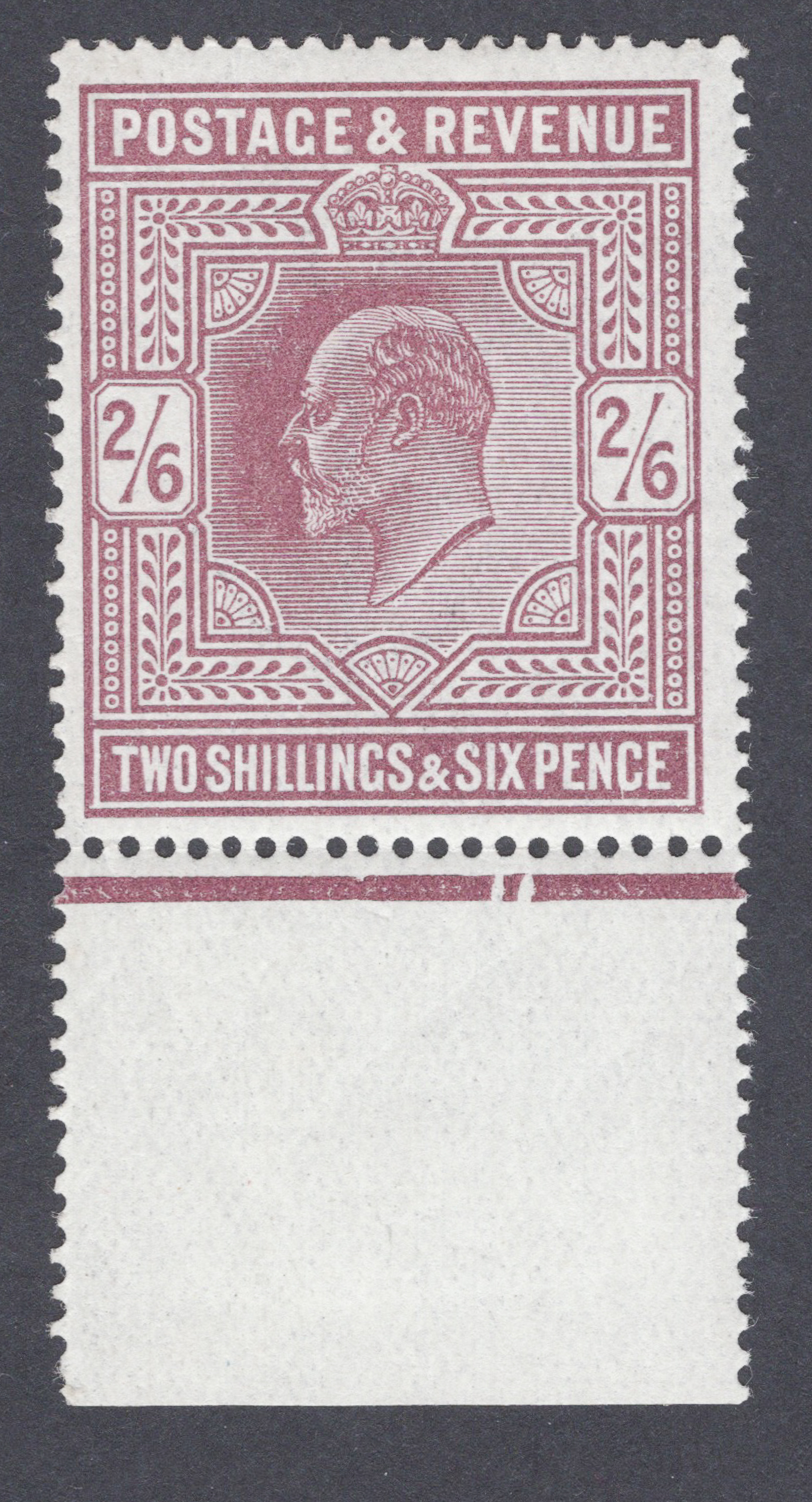 1911 2/6 Dull Reddish Purple Marginal