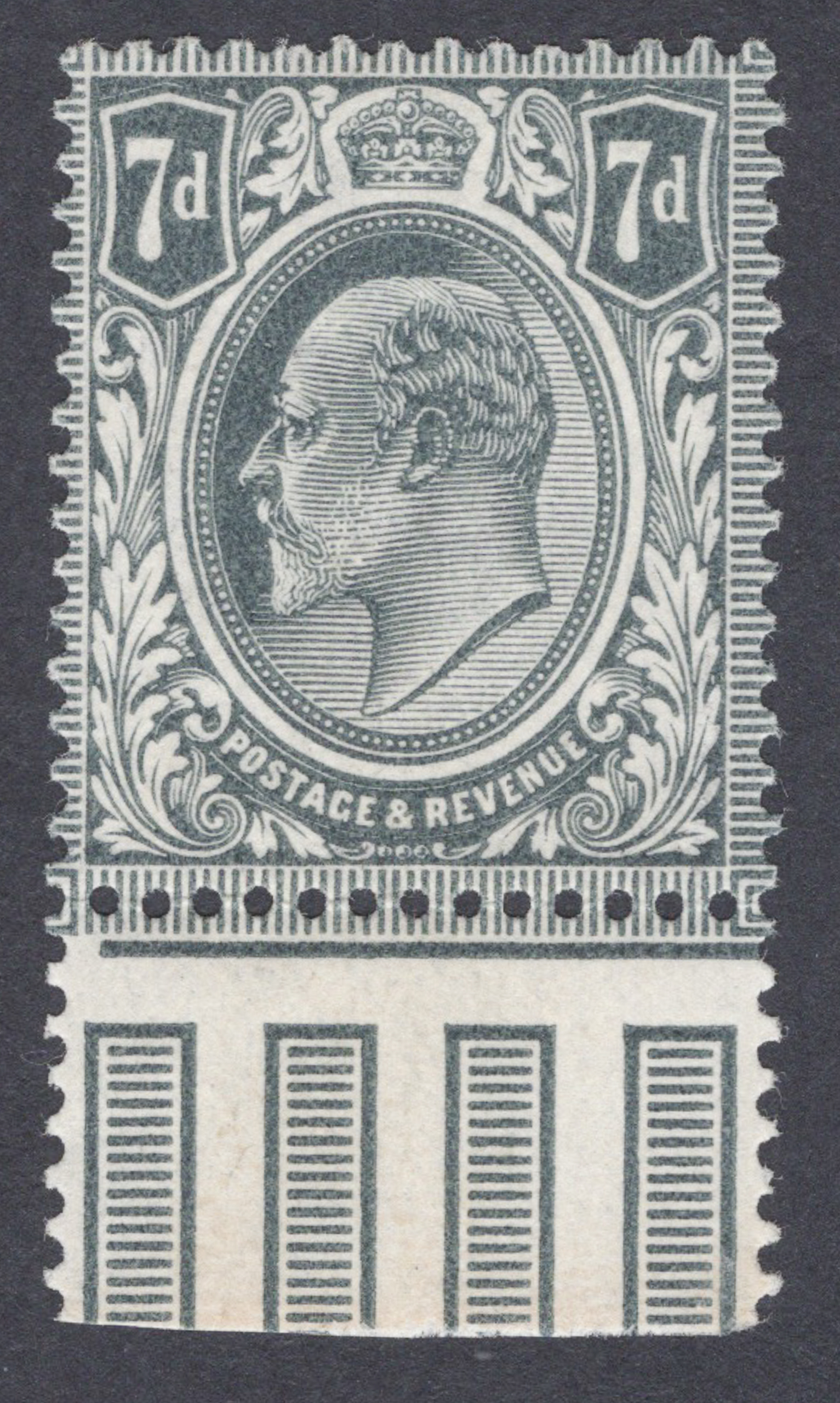 1902 7d Deep Grey-Black. Post Office Fresh Unmounted