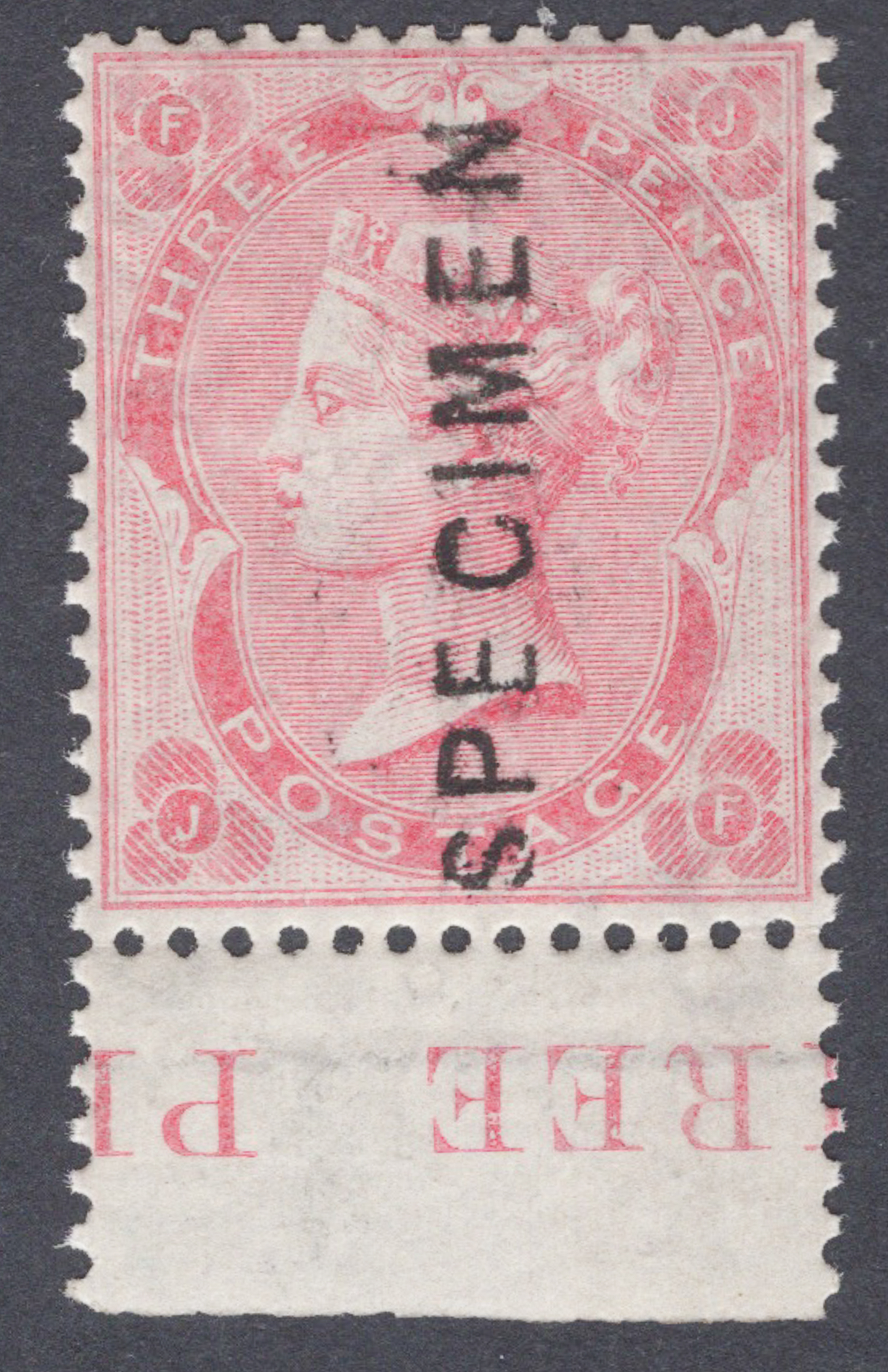 1861 3d Rose 'Shaded Spandrals' SPECIMEN Marginal