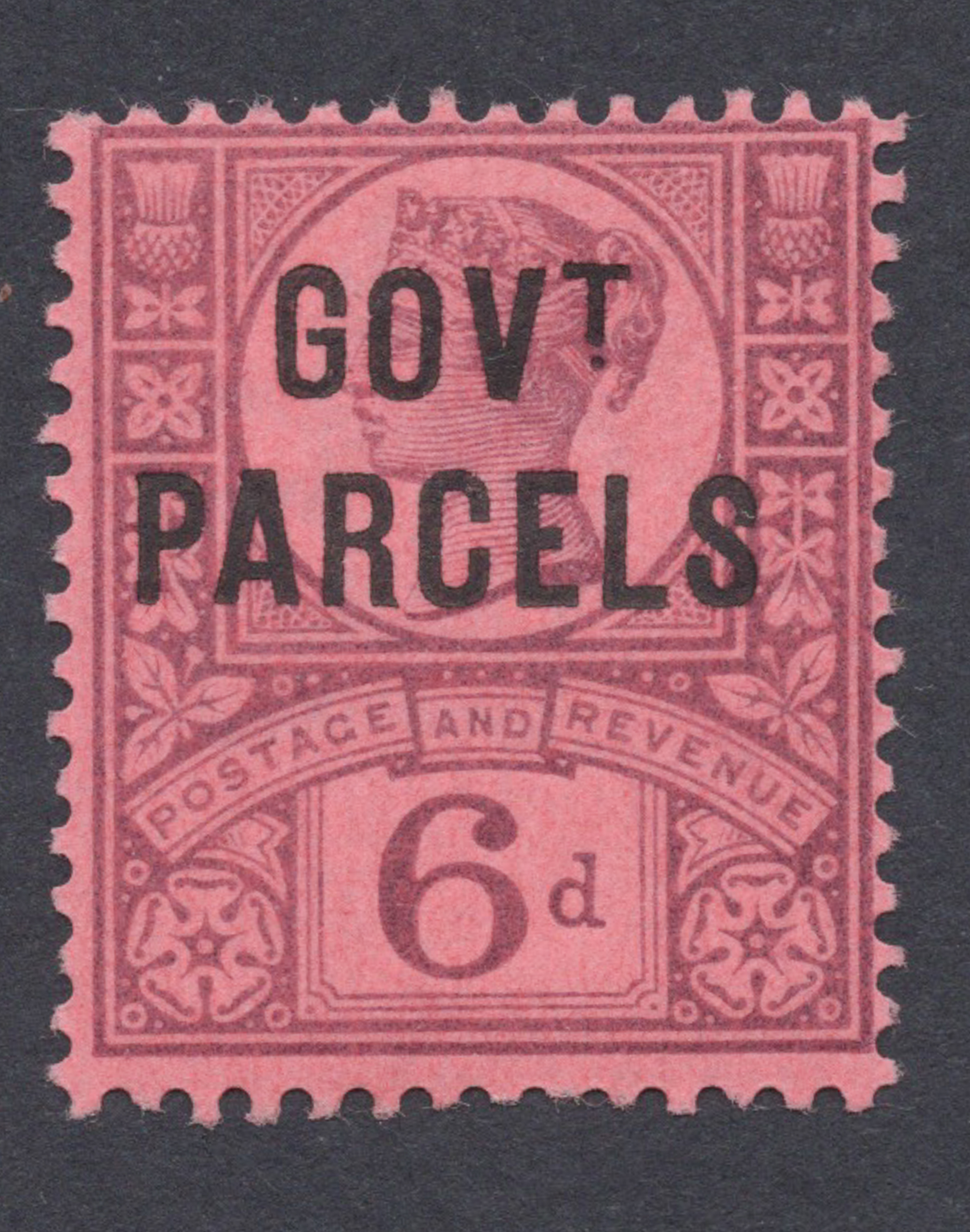 1887 6d Purple/Rose-Red GOV.T PARCELS Official
