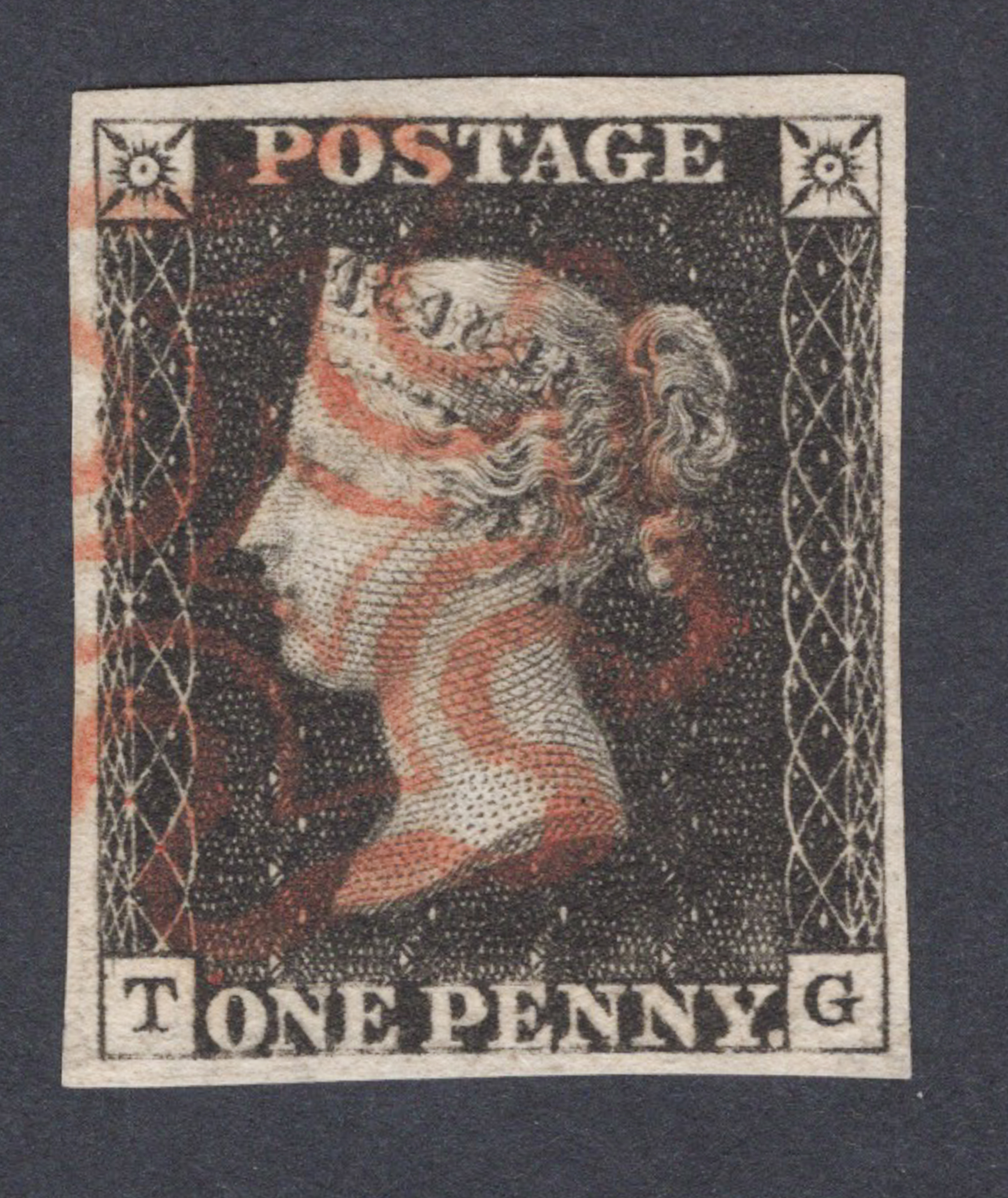 1840 1d Black (Plate VI) Lettered T-G