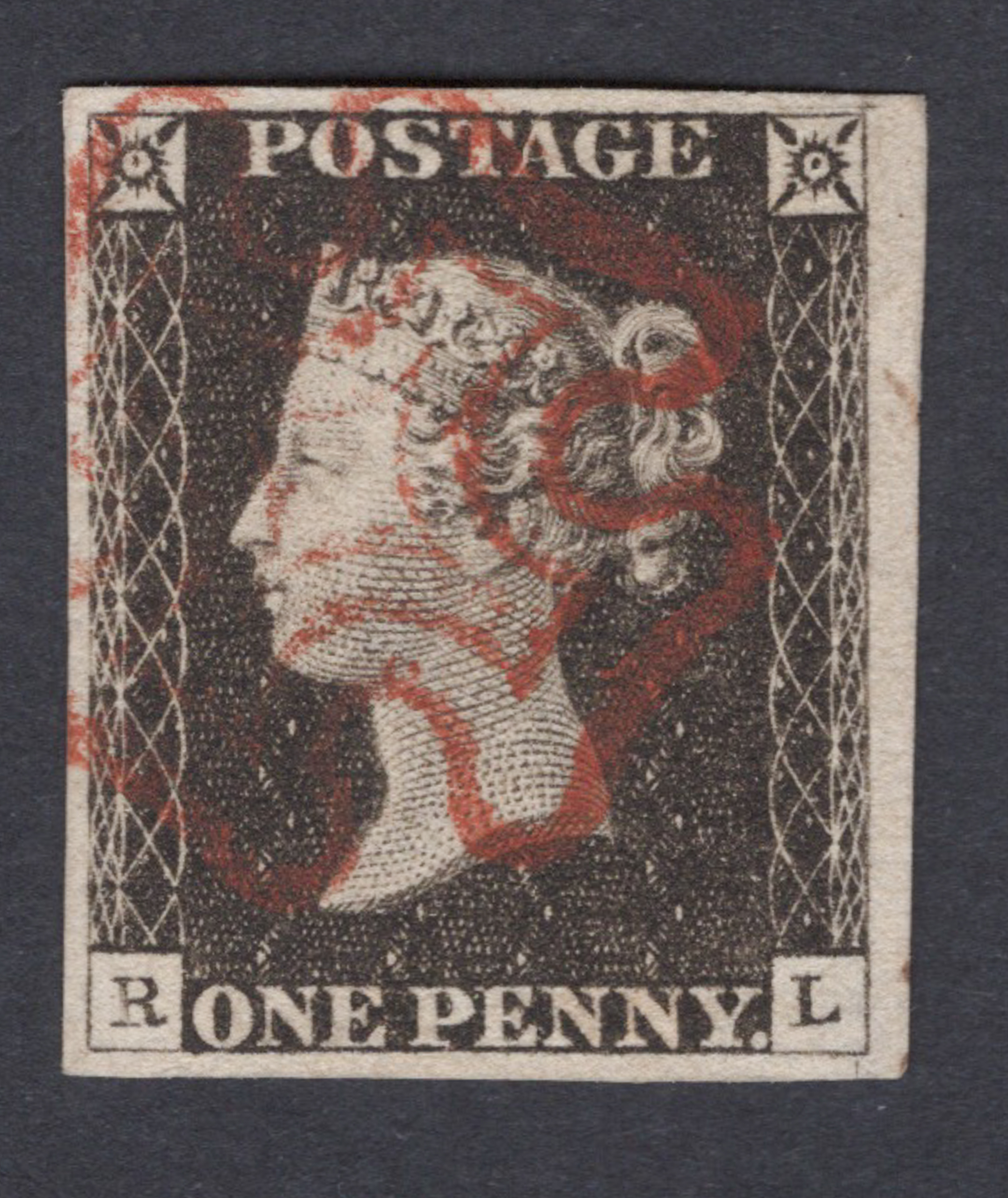 1840 1d Black (Plate II) Lettered R-L