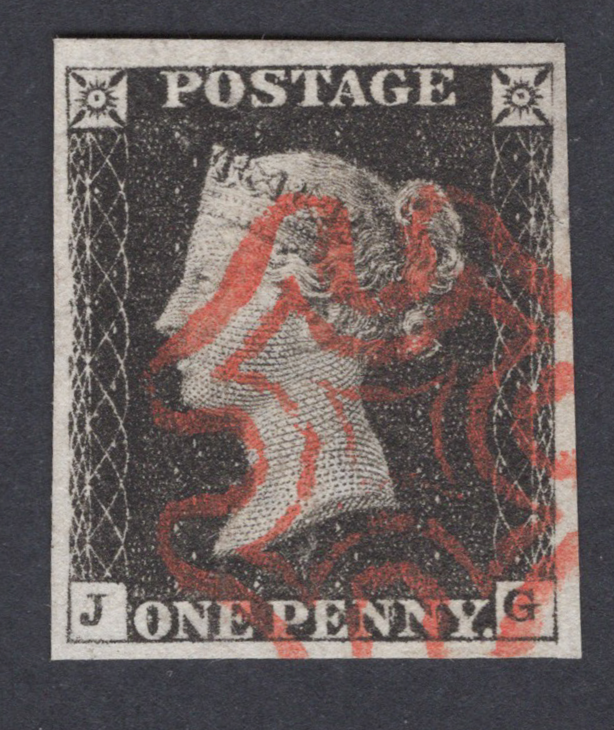 1840 1d Intense Black (Plate IV) Lettered J-G