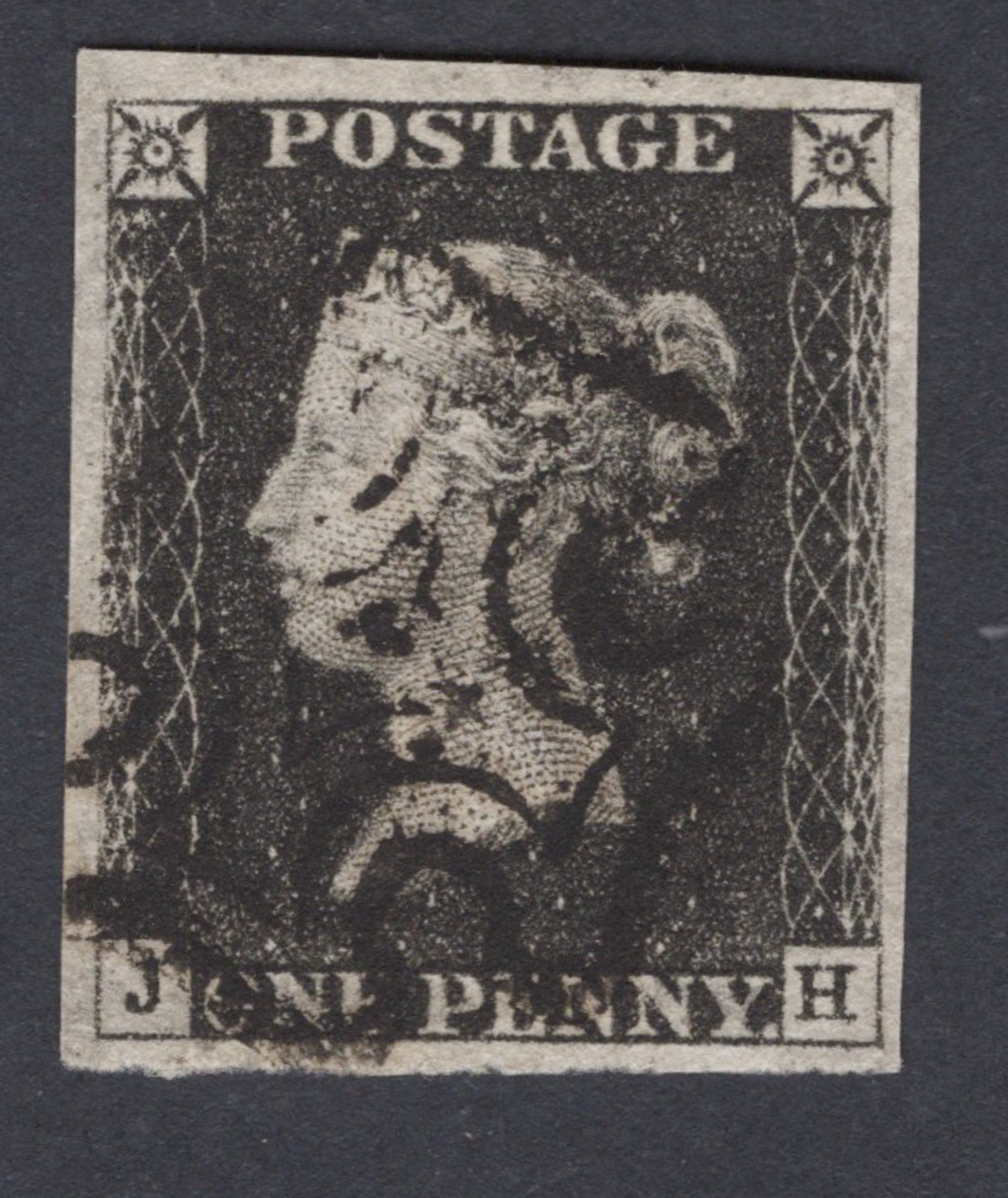 1840 1d Intense-Black (Plate IV) Lettered J-H