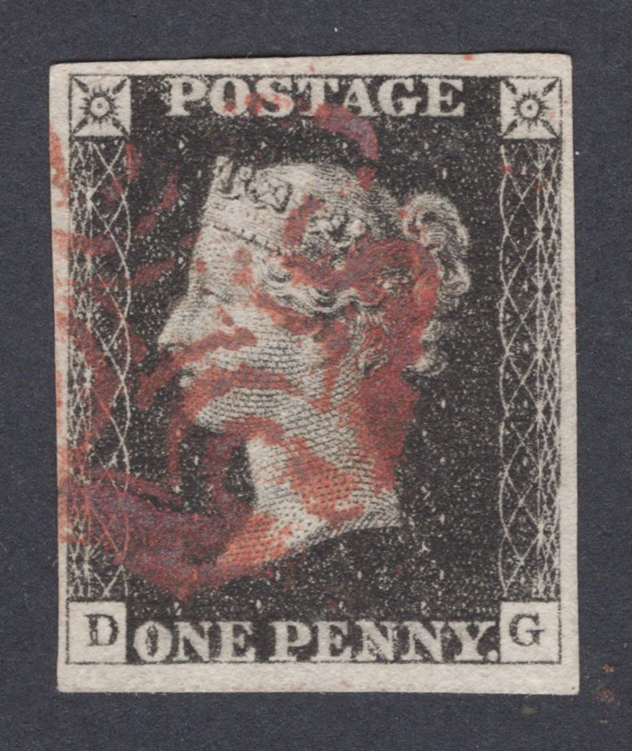 1840 1d Black (Plate VI) Lettered D-G