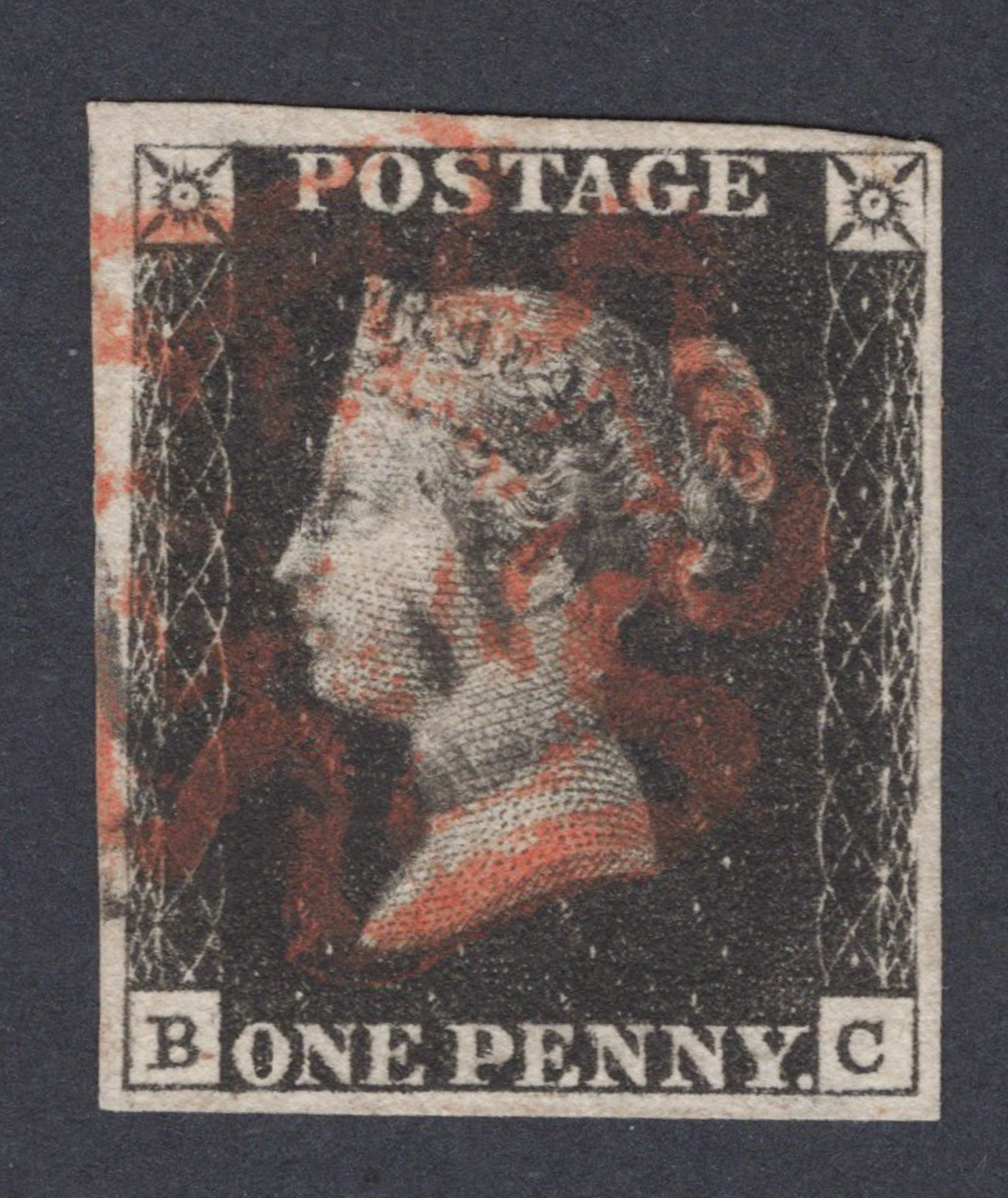 1840 1d Intense Black (Plate V) Lettered B-C