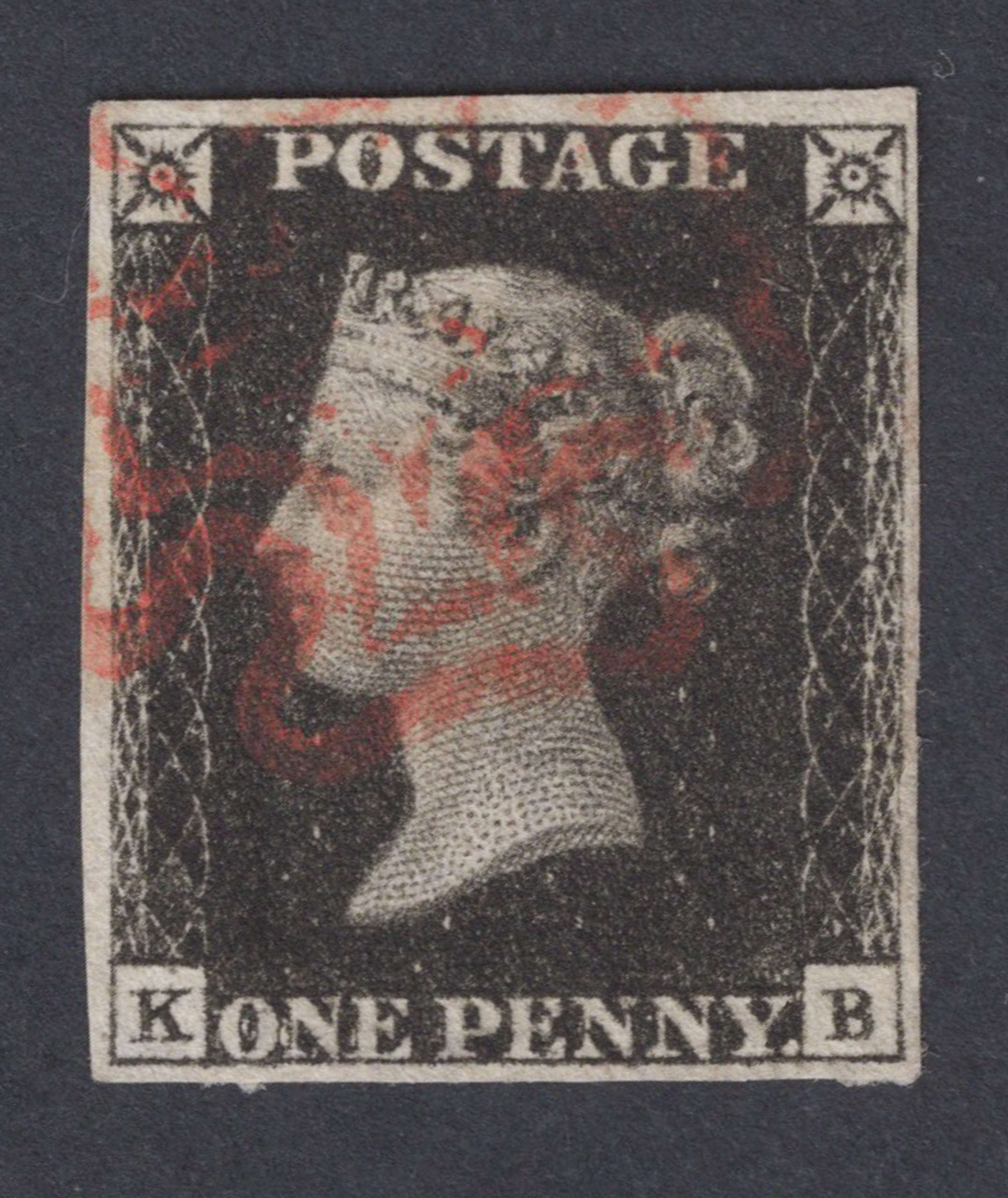 1840 1d Intense Black (Plate V) Lettered K-B