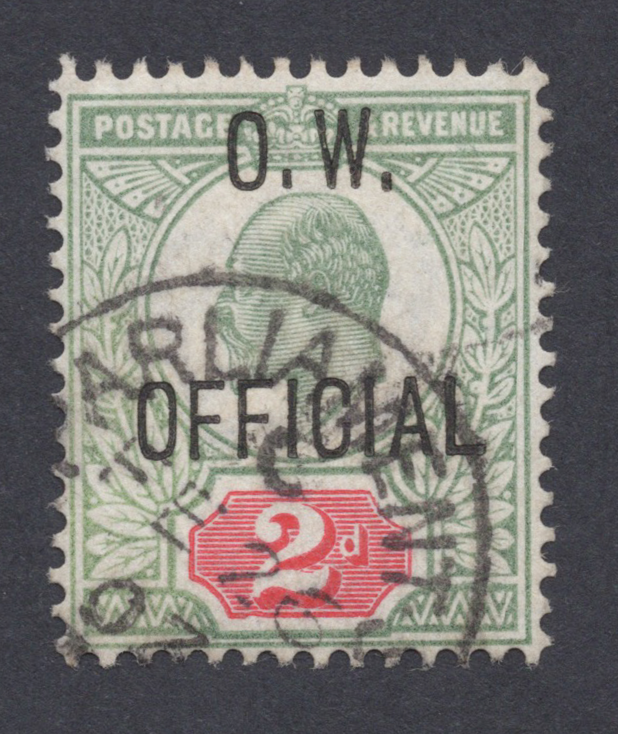 1902 2d Yellowish Green And Carmine O.W. OFFICIAL