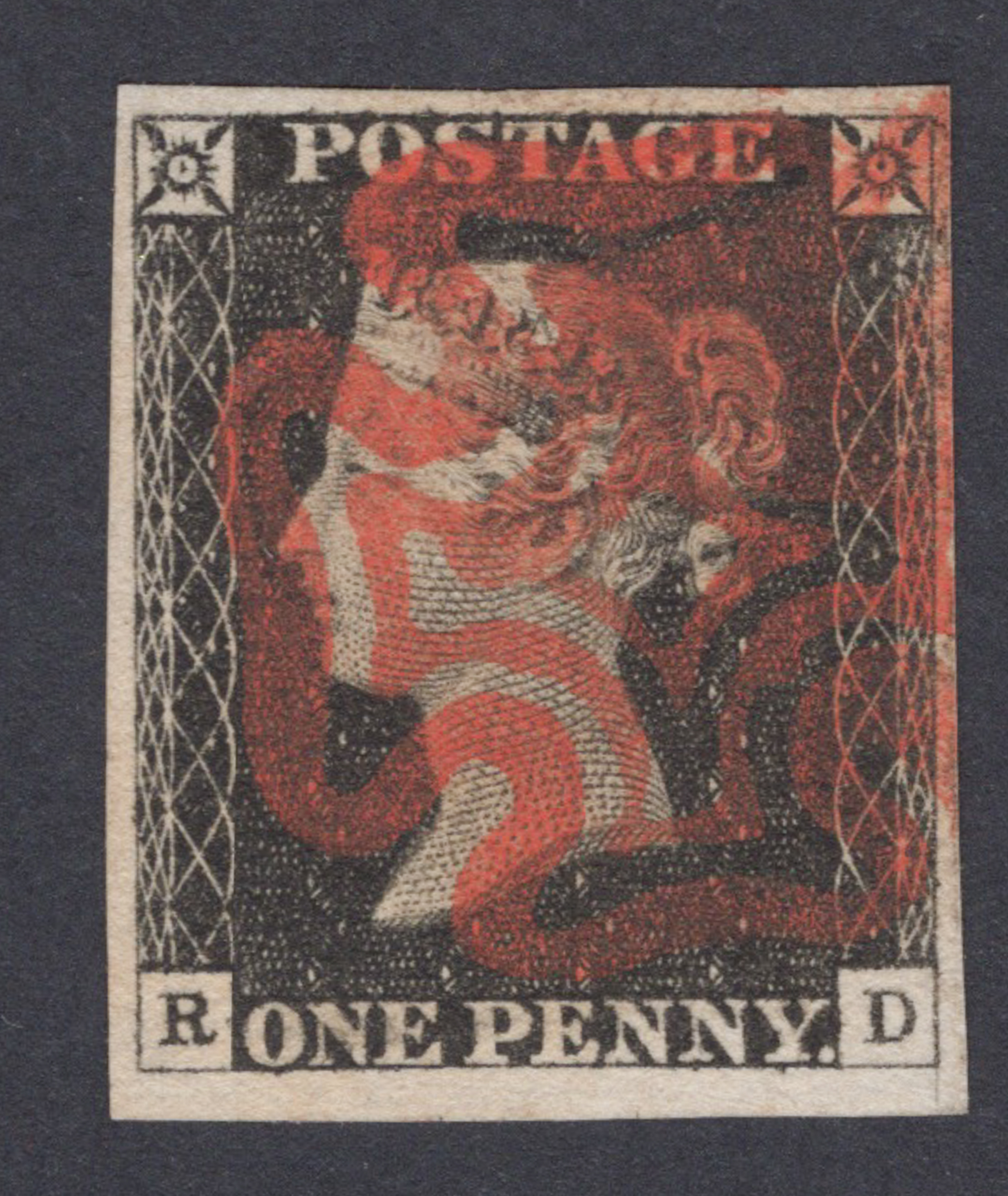 1840 1d Black (Plate II) Lettered R-D