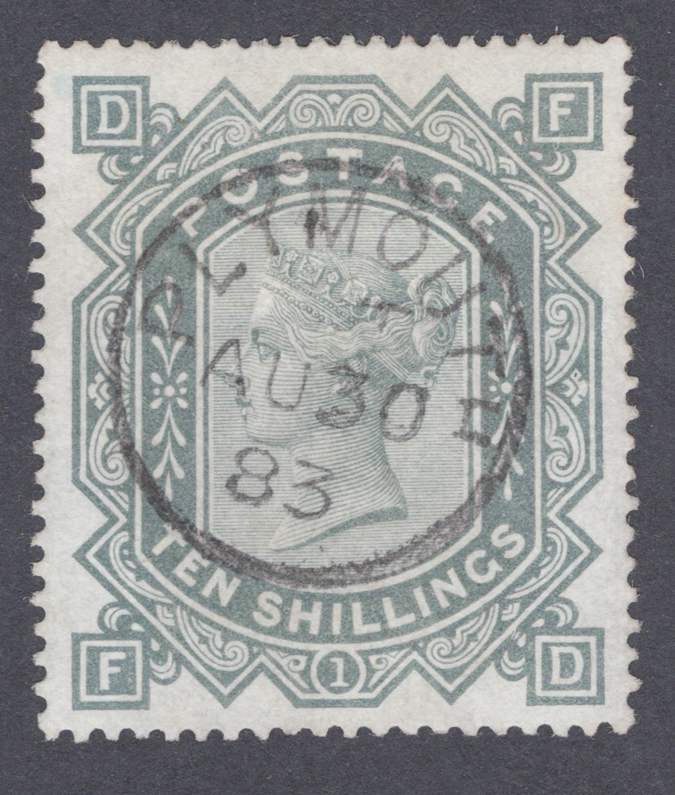 1883 10/- Grey-Green Blued Paper Extremely Fine Used Rarity