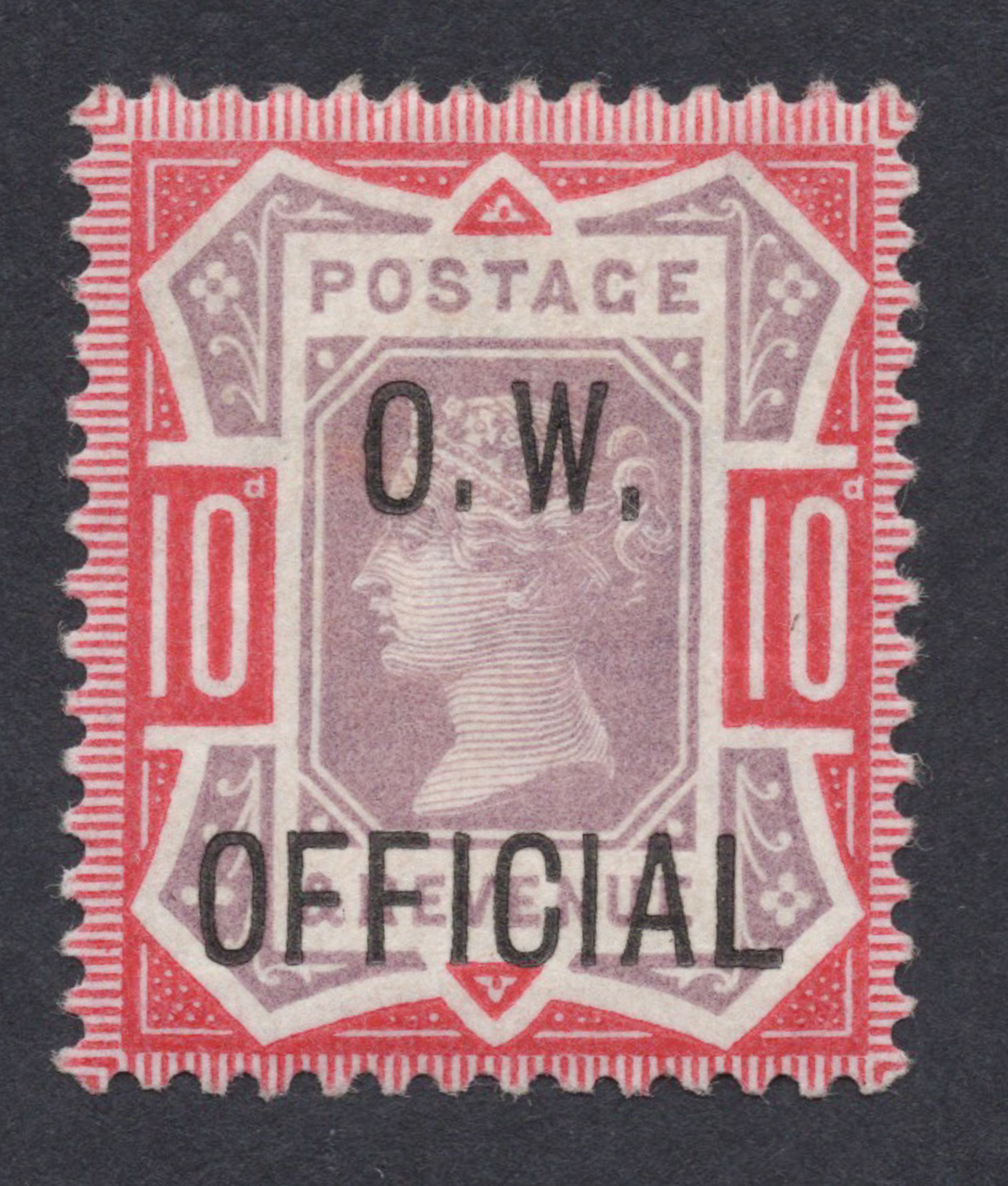 1902 10d Dull Purple And Carmine O.W. OFFICIAL
