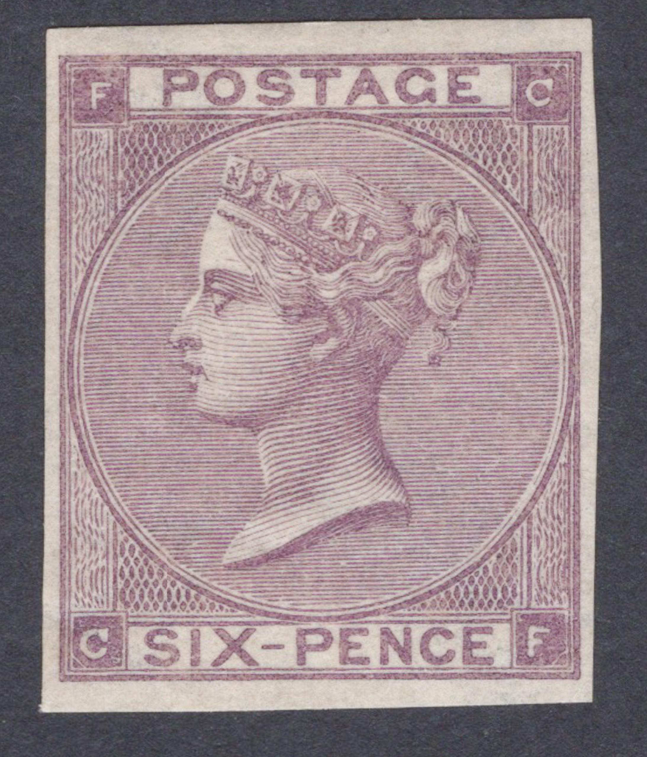 1864 6d Lilac (Watermark Upright) Imperforate Rarity