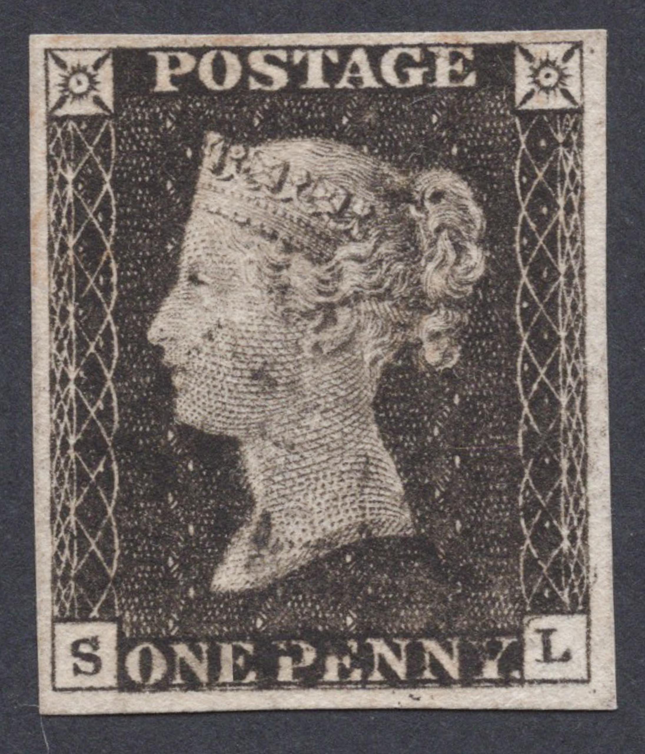 1840 1d Intense Black (Plate 1a) Lettered S-L