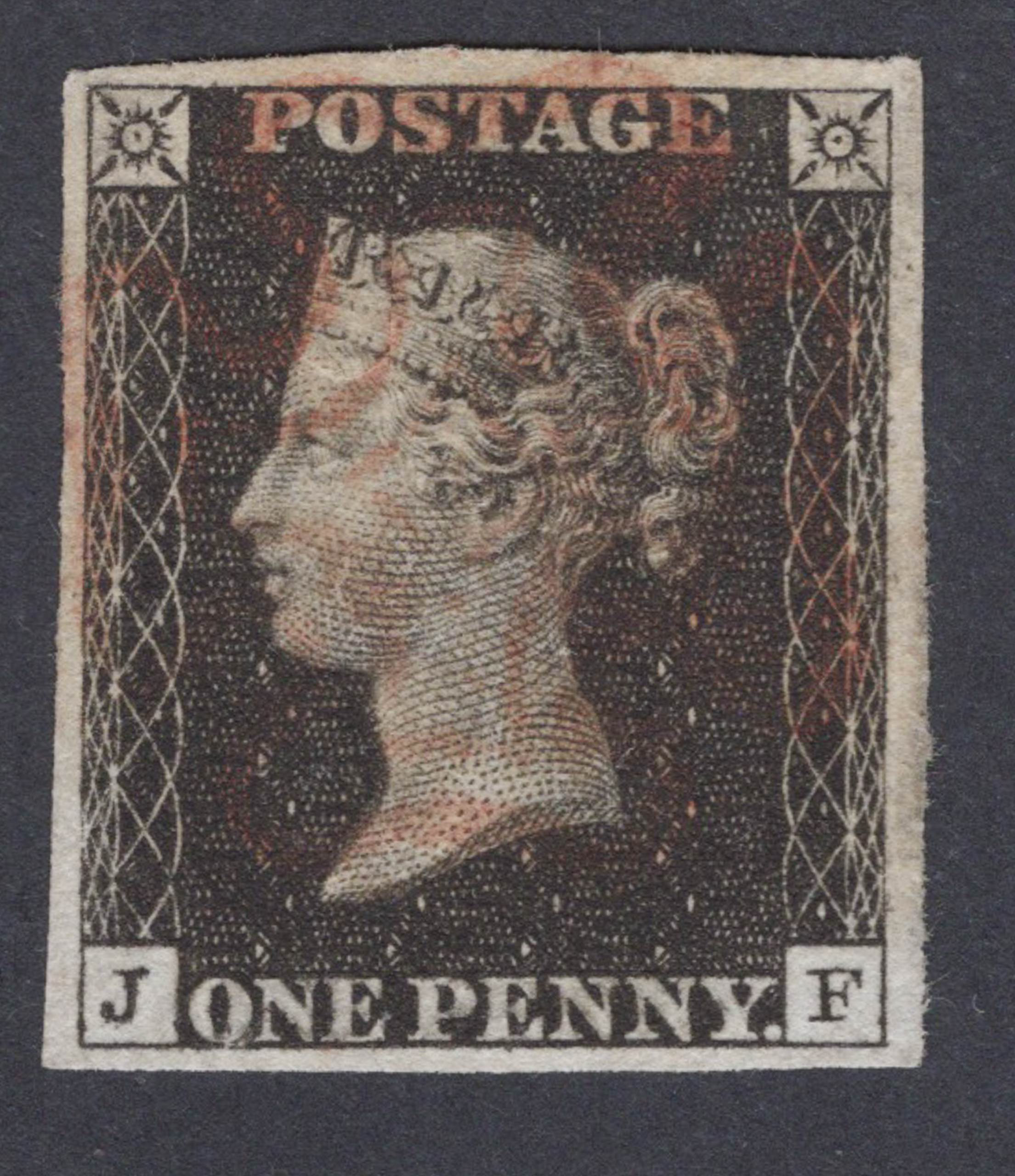 1840 1d Black (plate VII) Lettered J-F