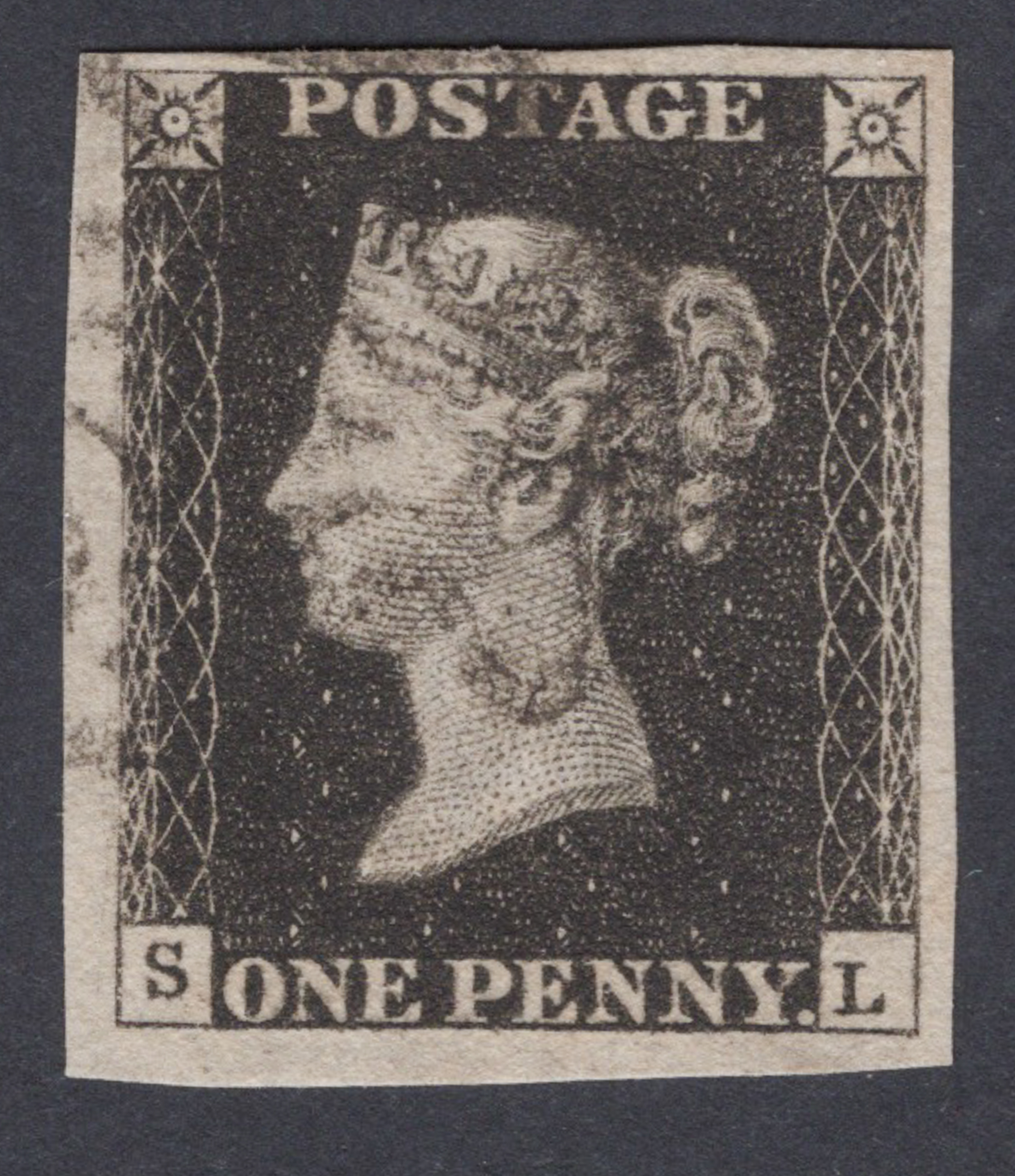 1840 1d Intense-Black (Plate V) Lettered S-L