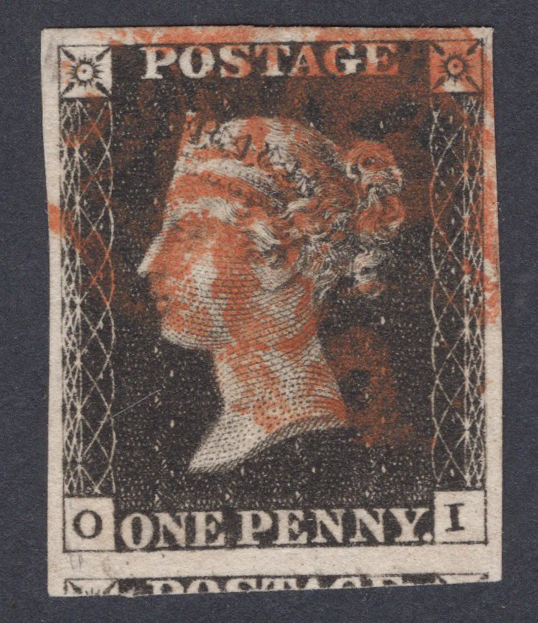 1840 1d Black (Plate VI) Lettered O-I
