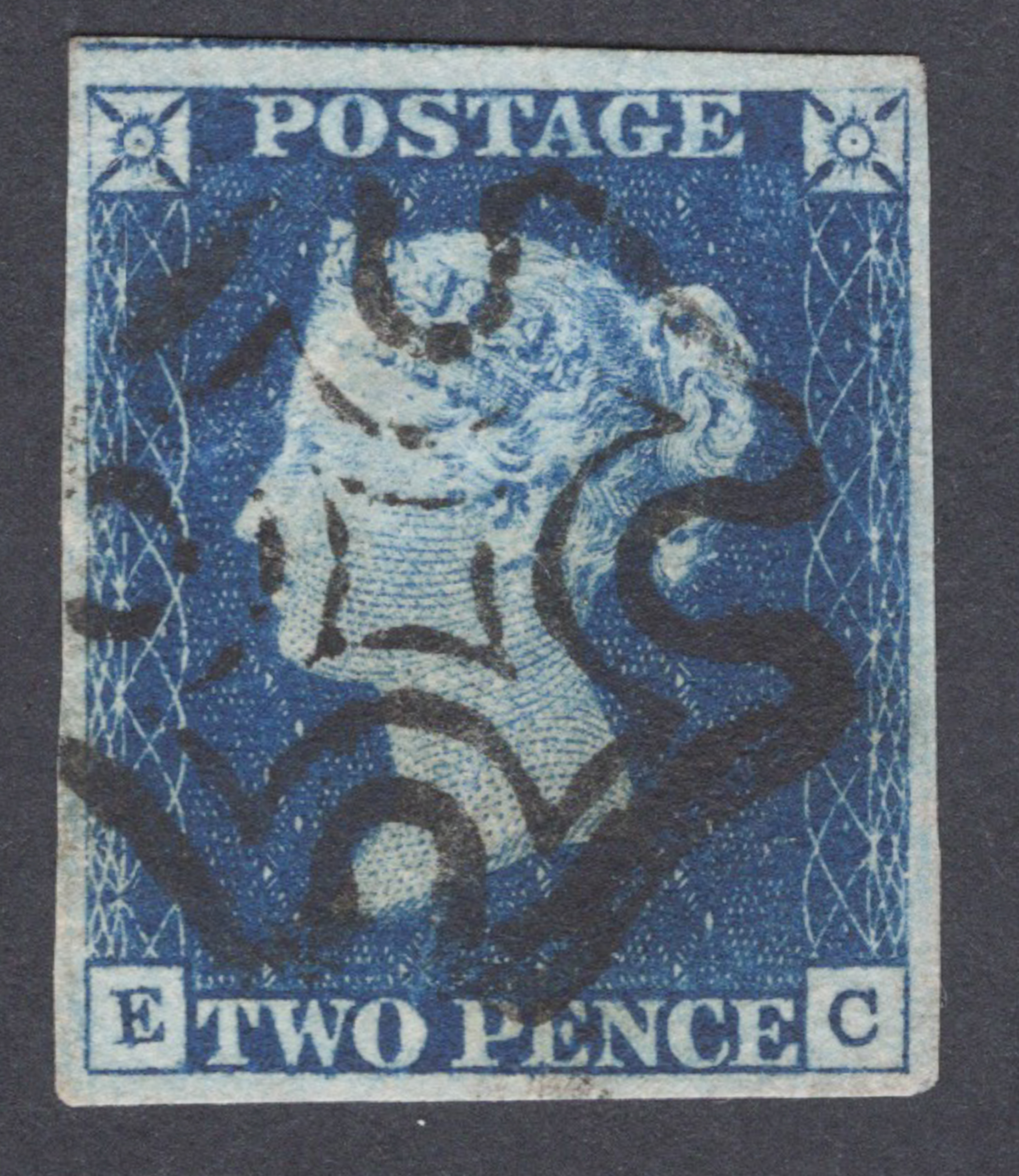 1840 2d Violet-Blue (Plate I) Lettered E-C Rarity