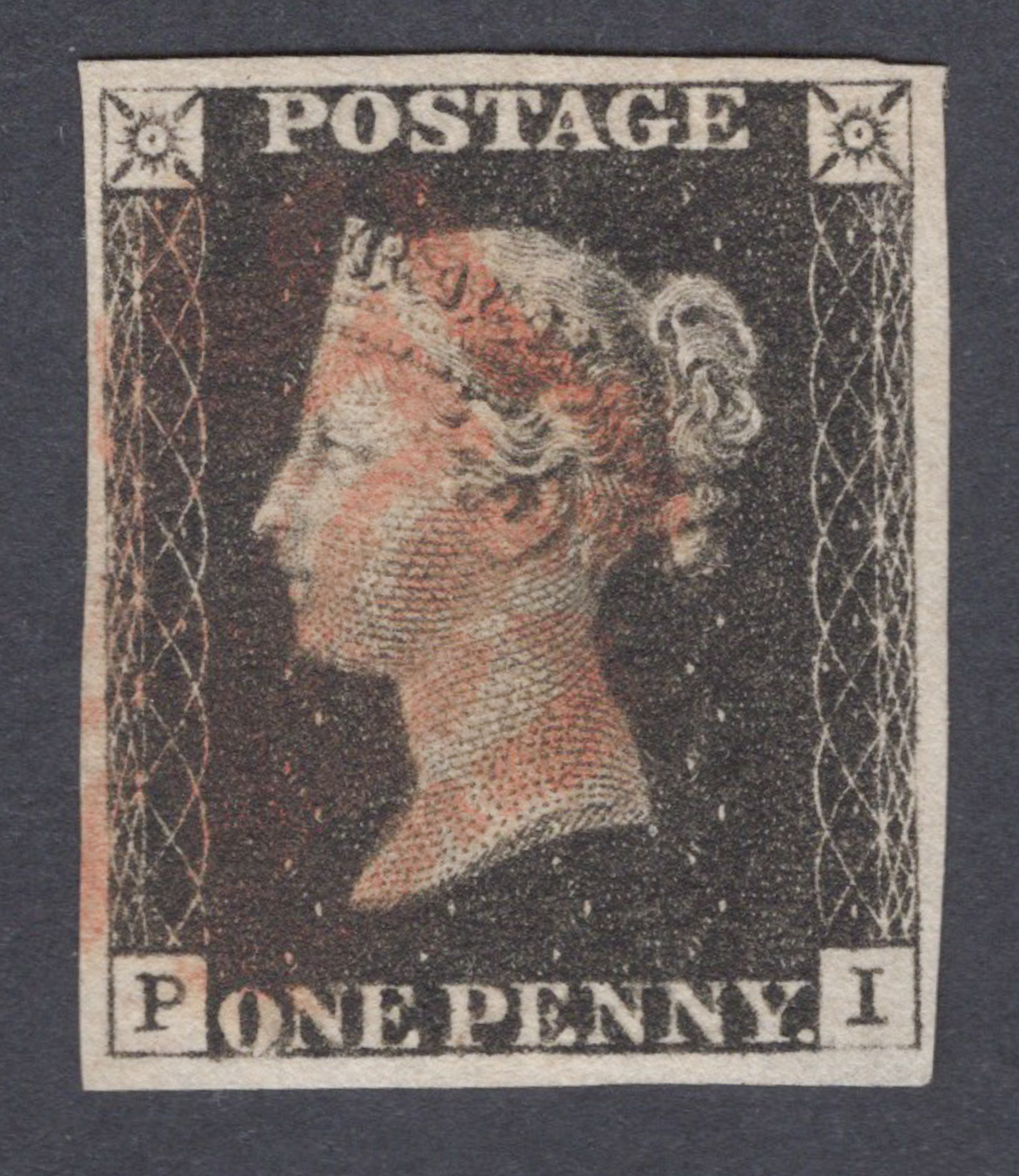 1840 1d Black (Plate X) Lettered P-I
