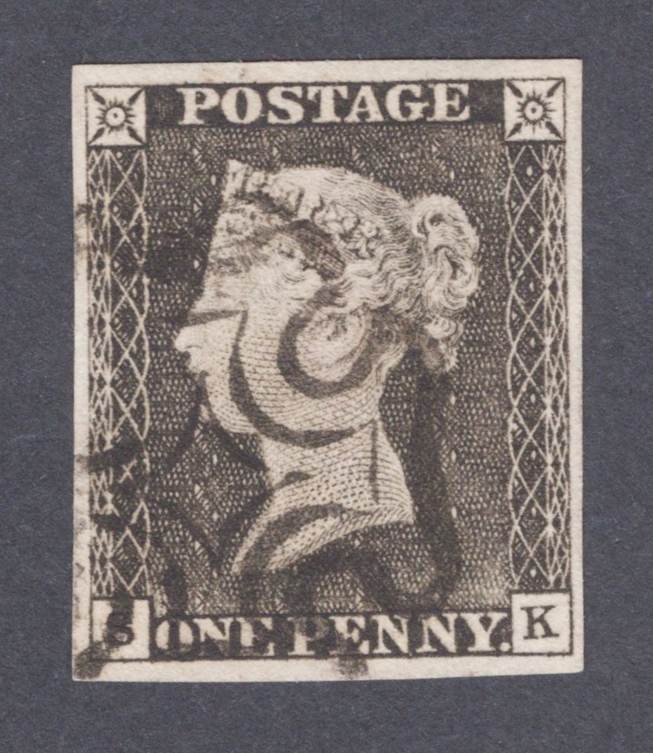 1840 1d Grey-Black (Plate 1a) Lettered S-K