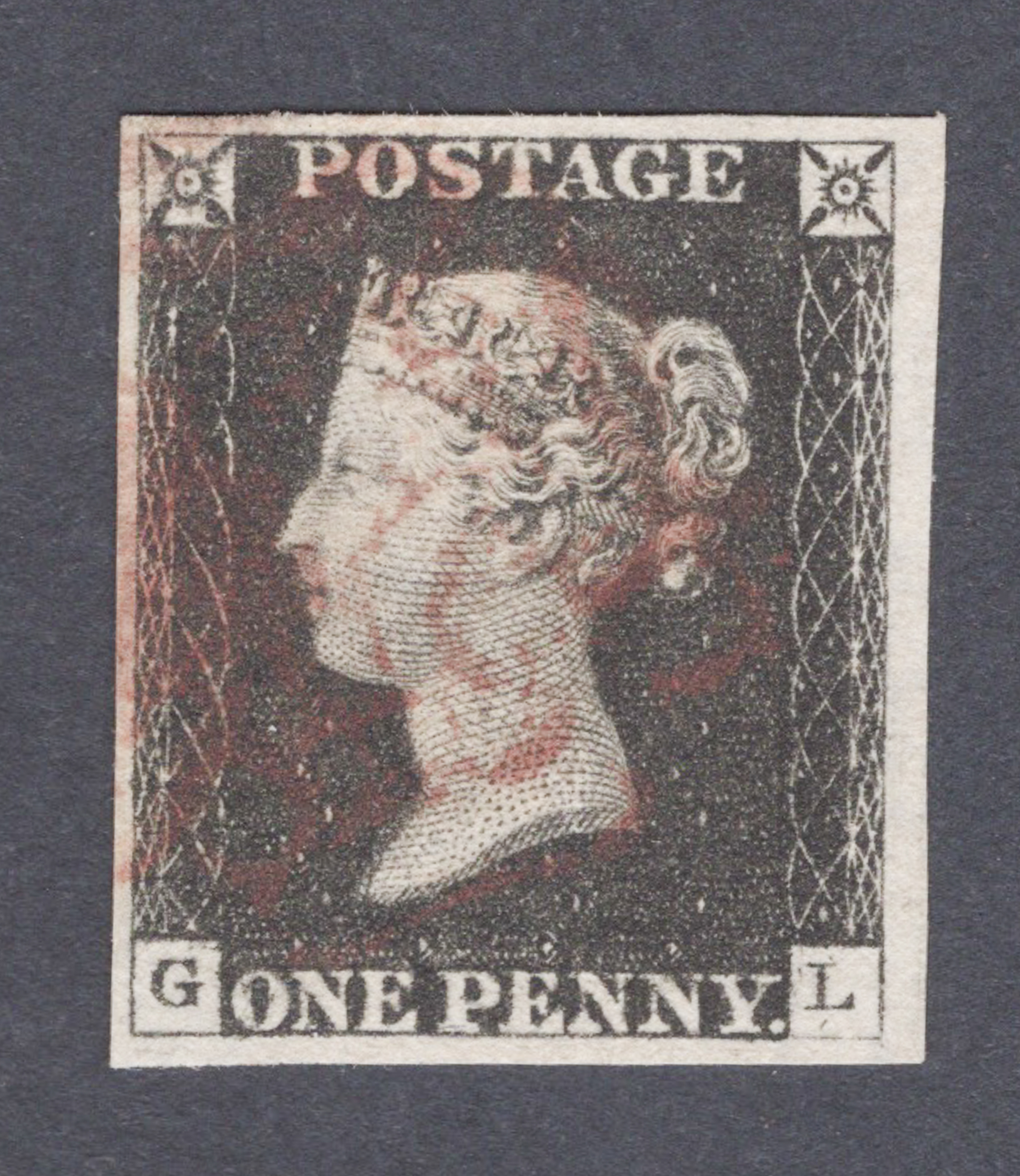 1840 1d Intense Black (Plate 1b) Lettered G-L