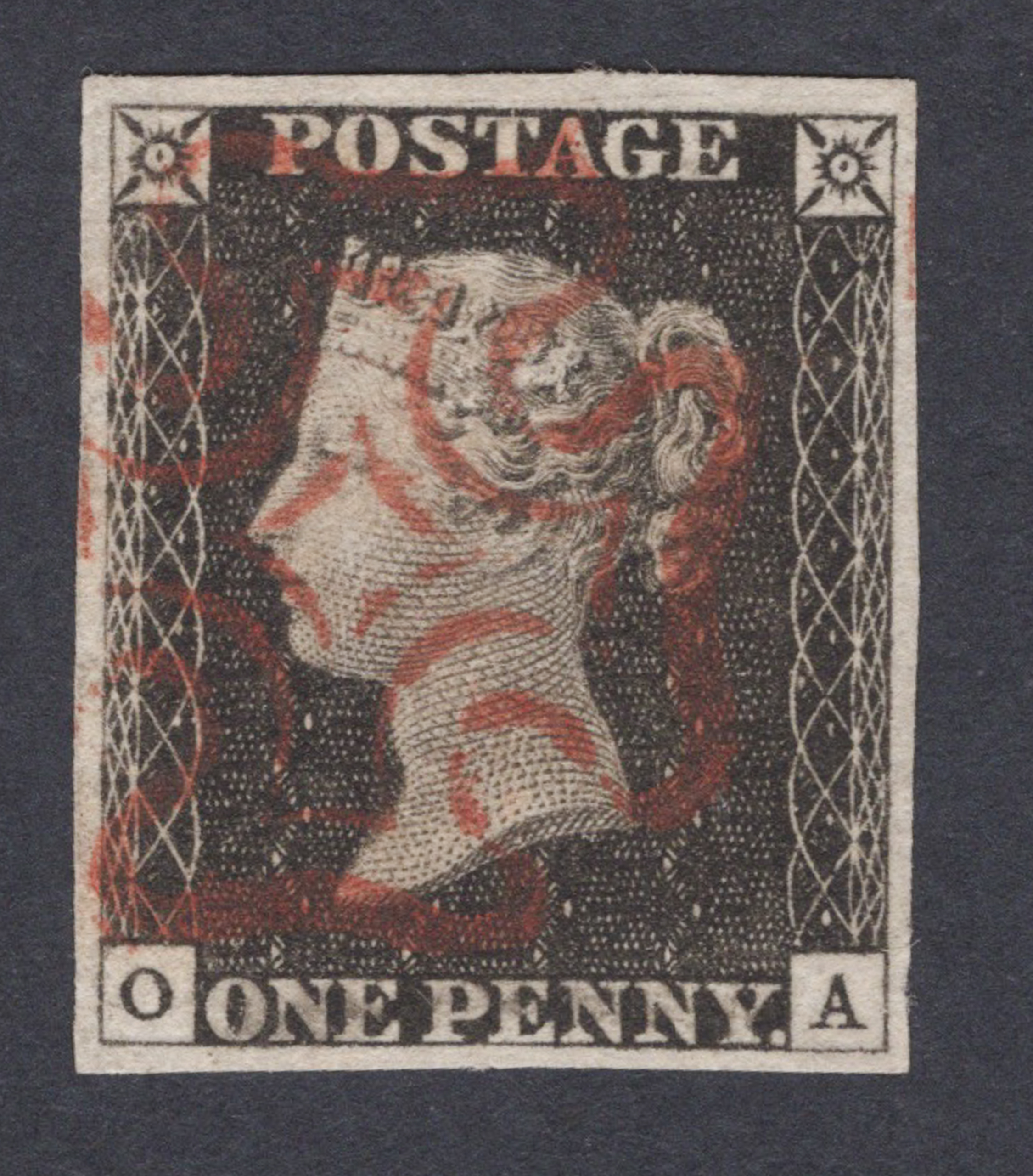 1840 1d Black (Plate II) Lettered O-A