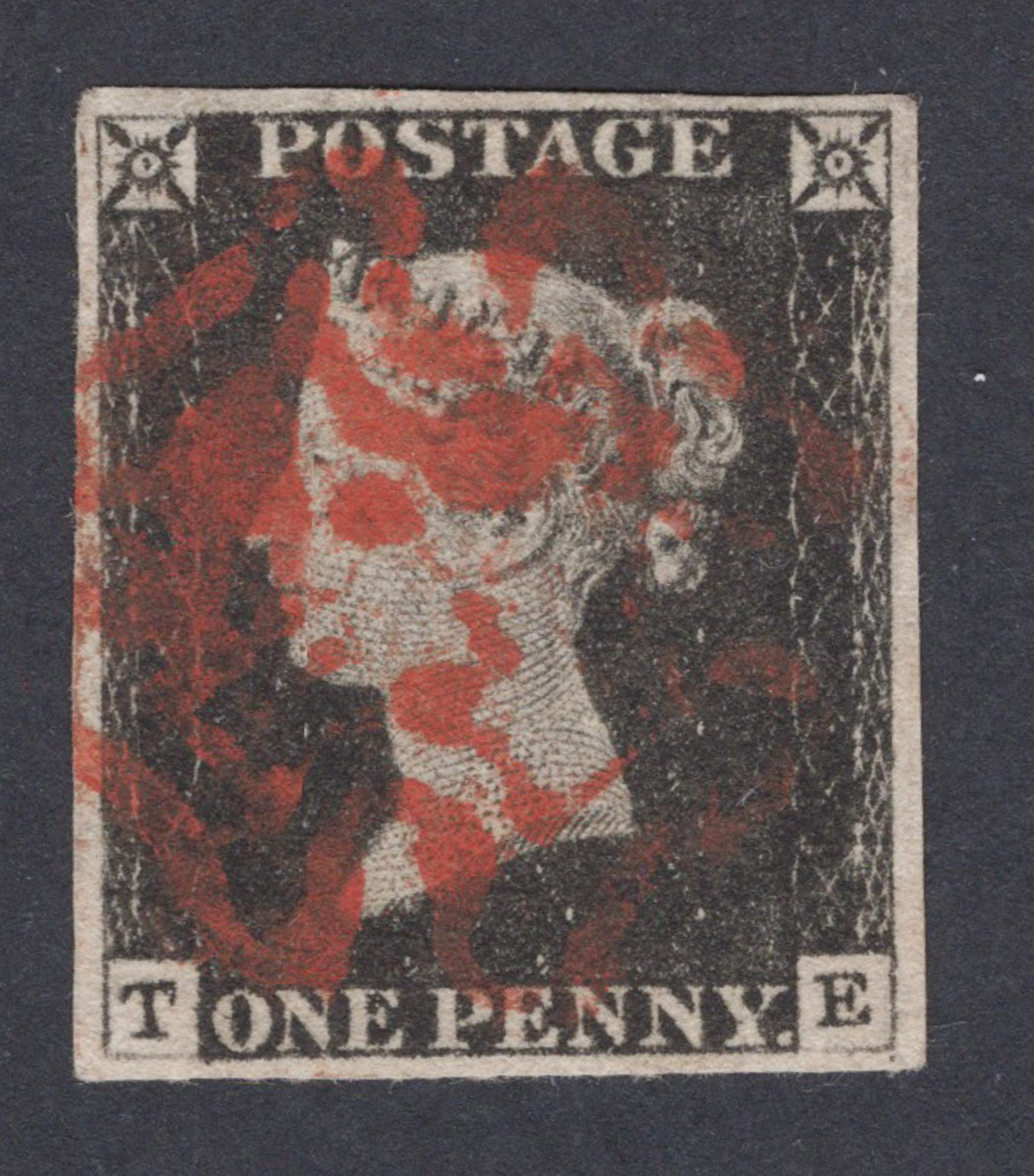 1840 1d Intense-Black (Plate II) Lettered T-E