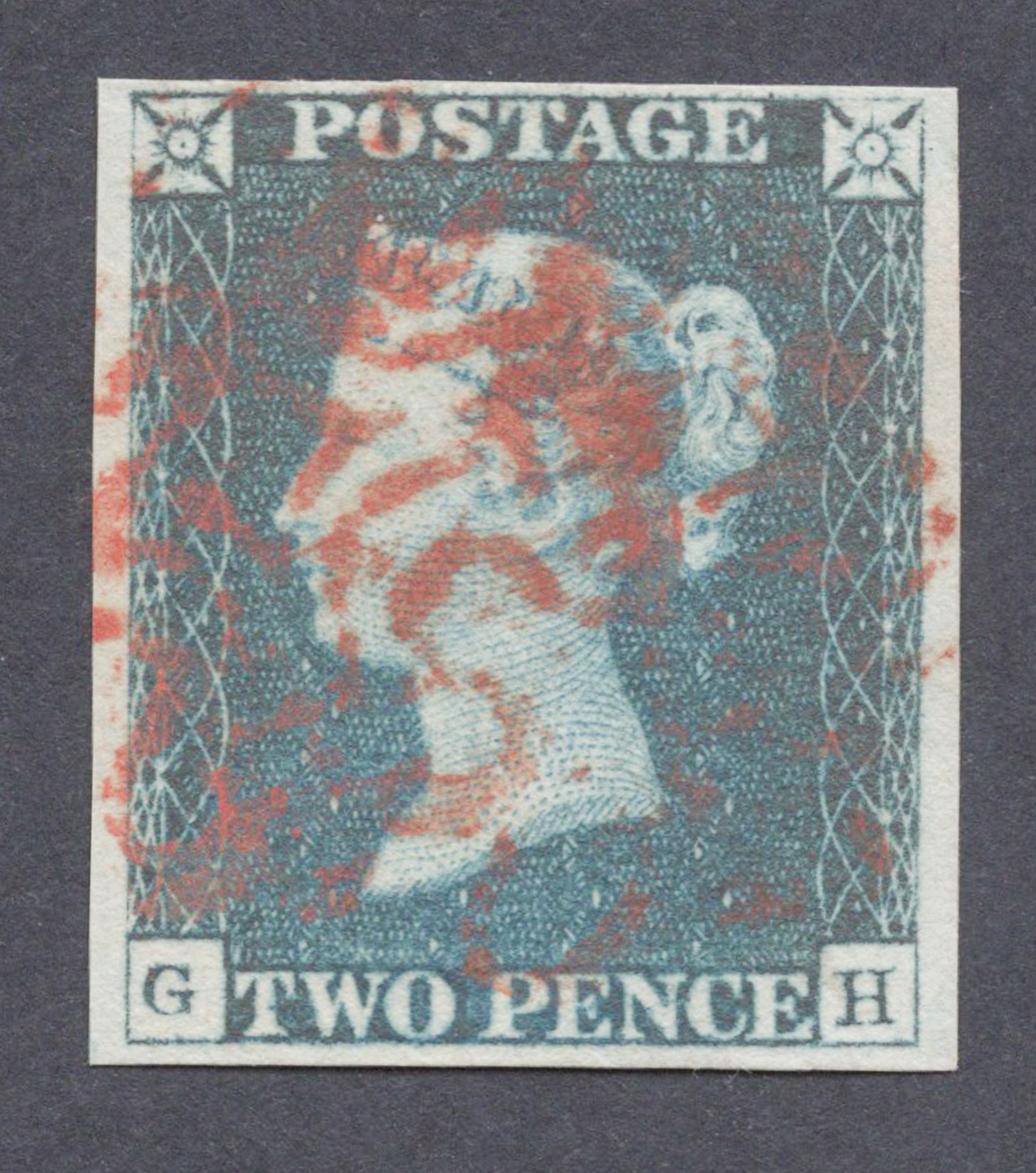 1840 2d Pale Blue (Plate I) Lettered G-H Wotton-under-Edge
