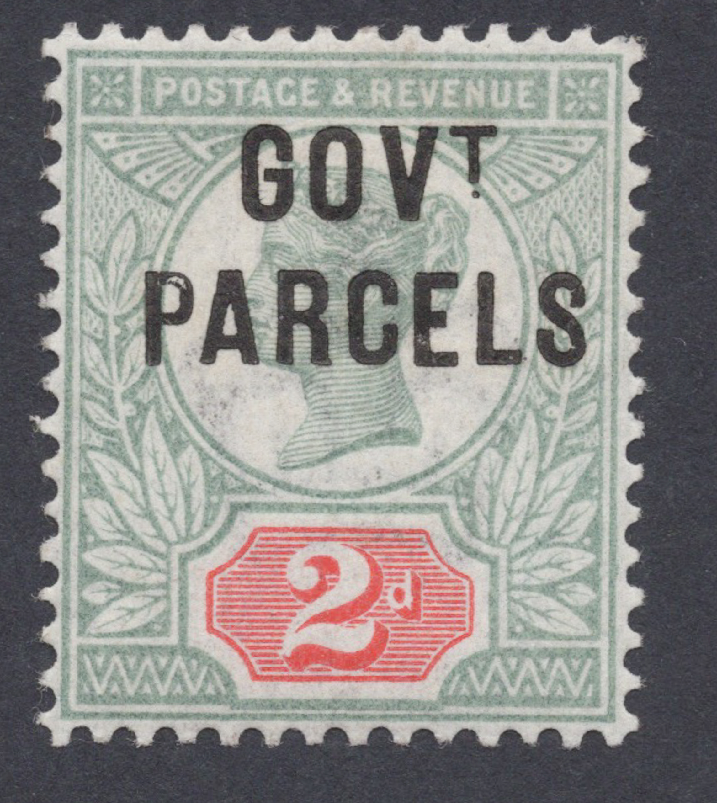1891 2d Grey-Green And Carmine GOV.T PARCELS Official