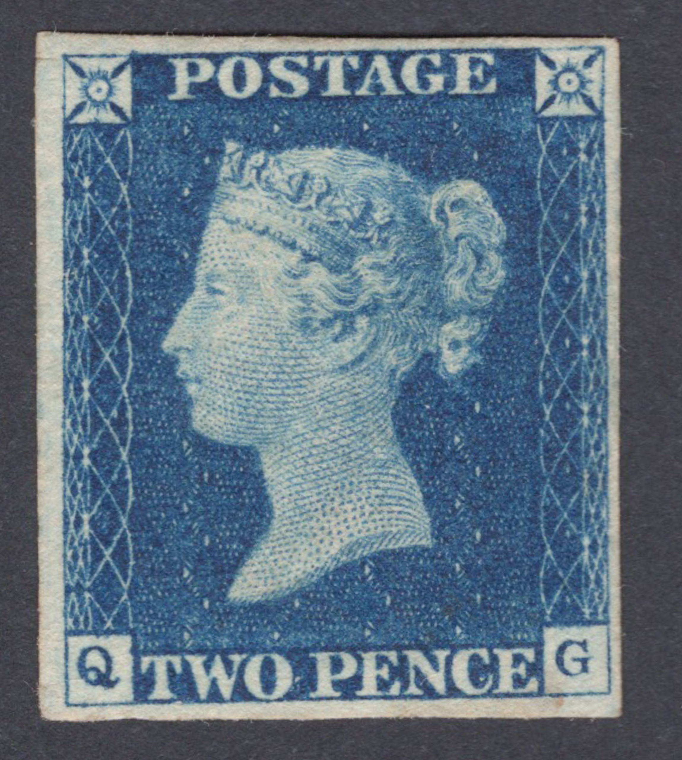 1840 2d Bright Blue (Plate I) Lettered Q-C Extremely Fine Mint