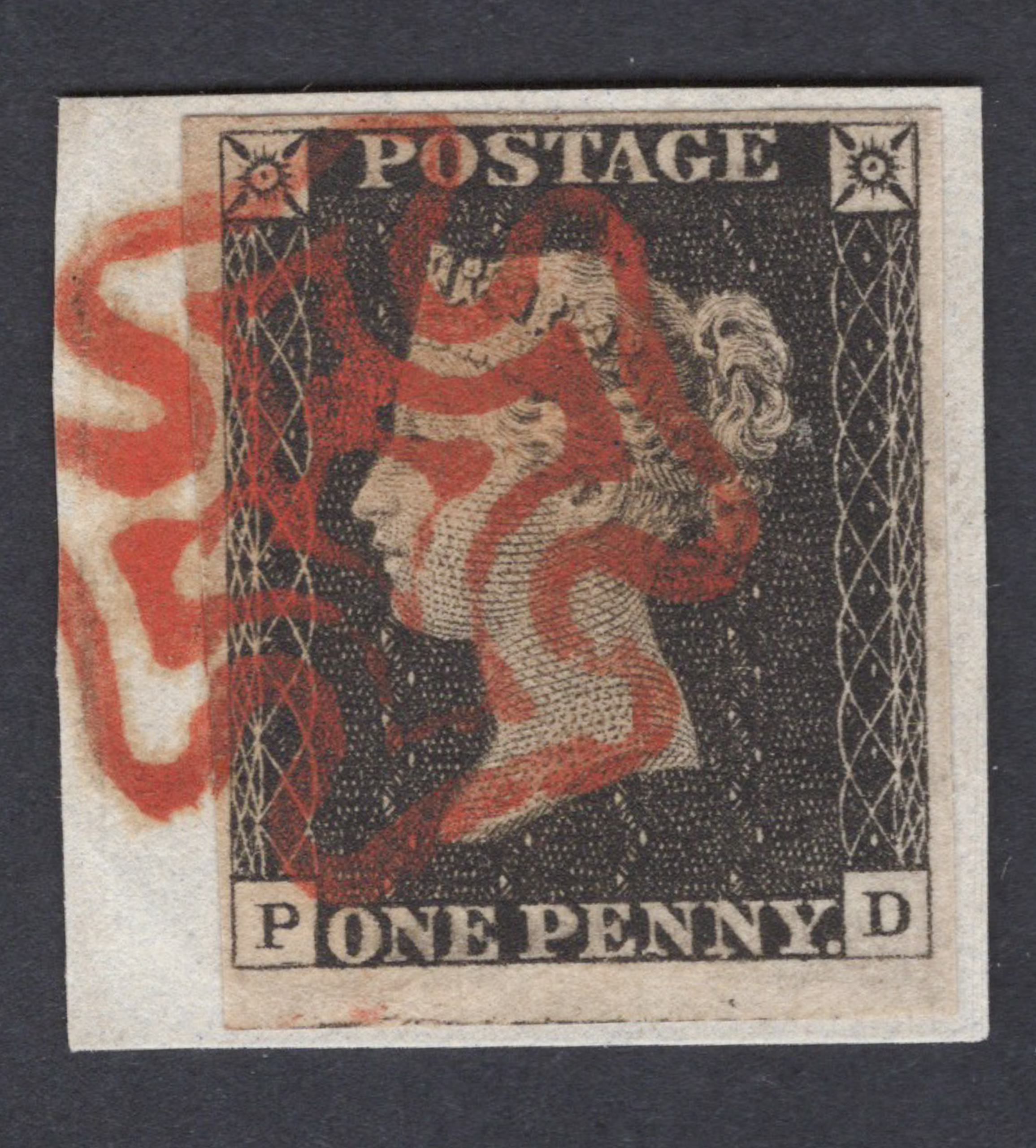 1840 1d Intense Black (Plate II) Lettered P-D