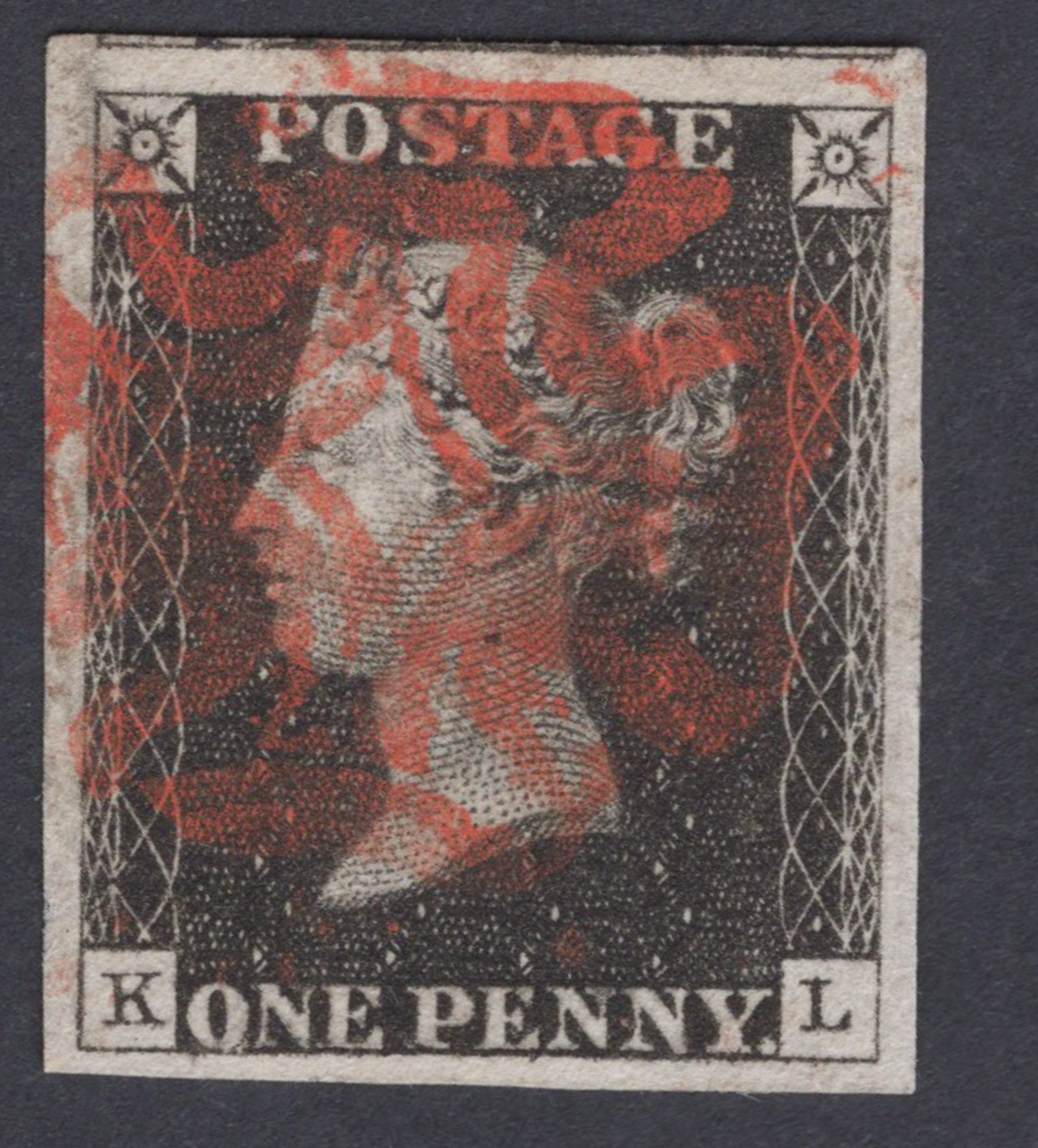 1840 1d Black (Plate VIII) Lettered K-L