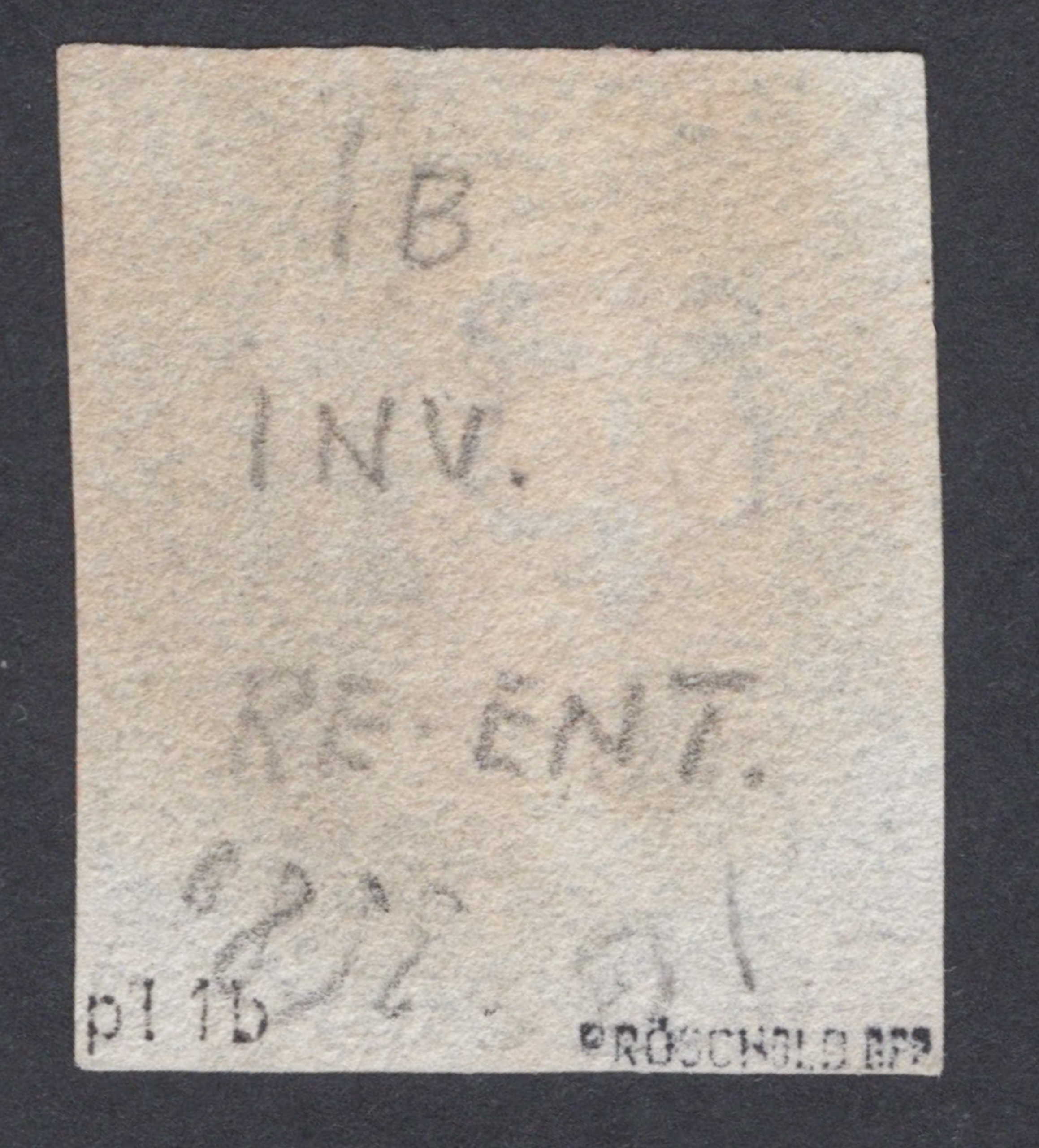 1840 1d Intense-Black (Plate 1b) Lettered J-I Watermark Inverted - Image 2