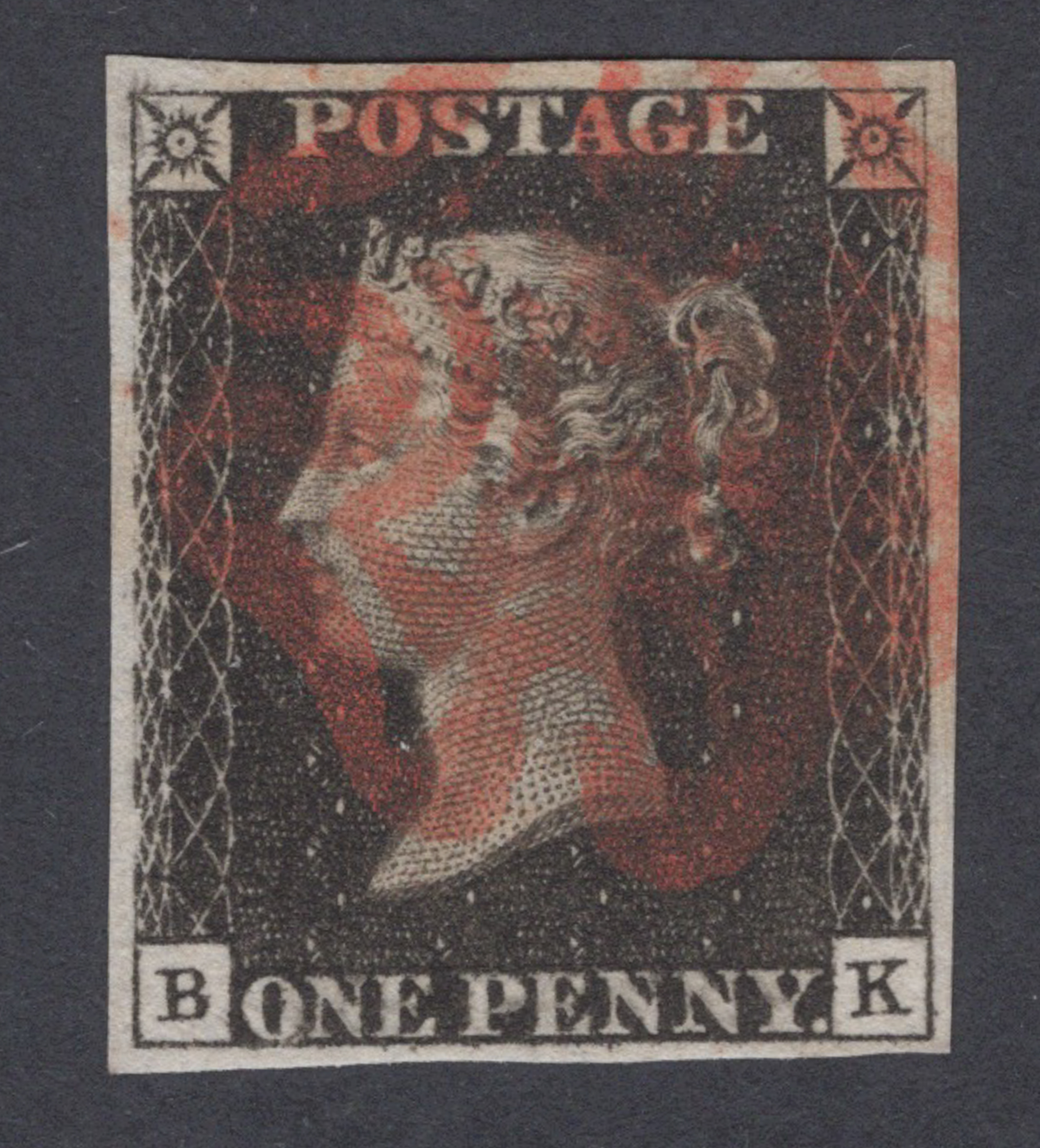 1840 1d Black (Plate VIII) Lettered B-K