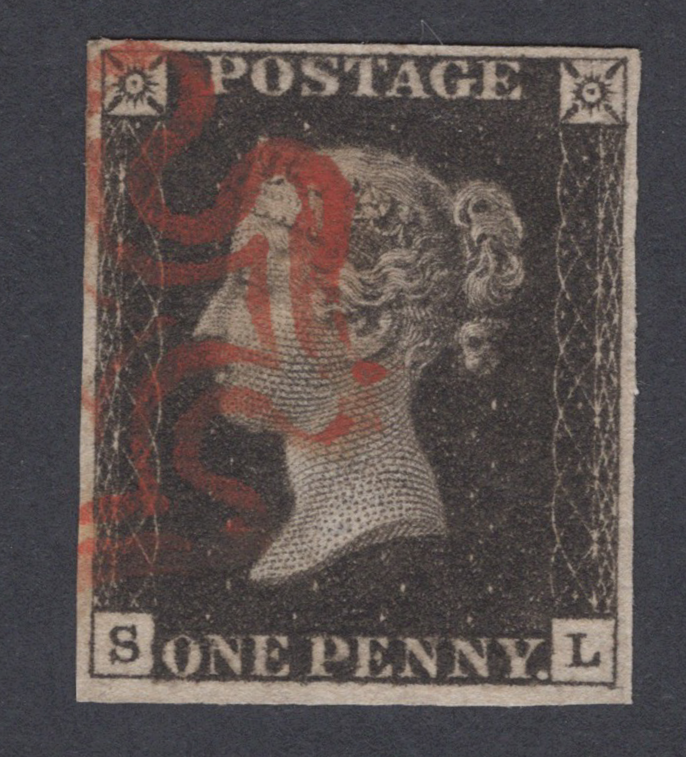 1840 1d Black (Plate VIII) Lettered S-L