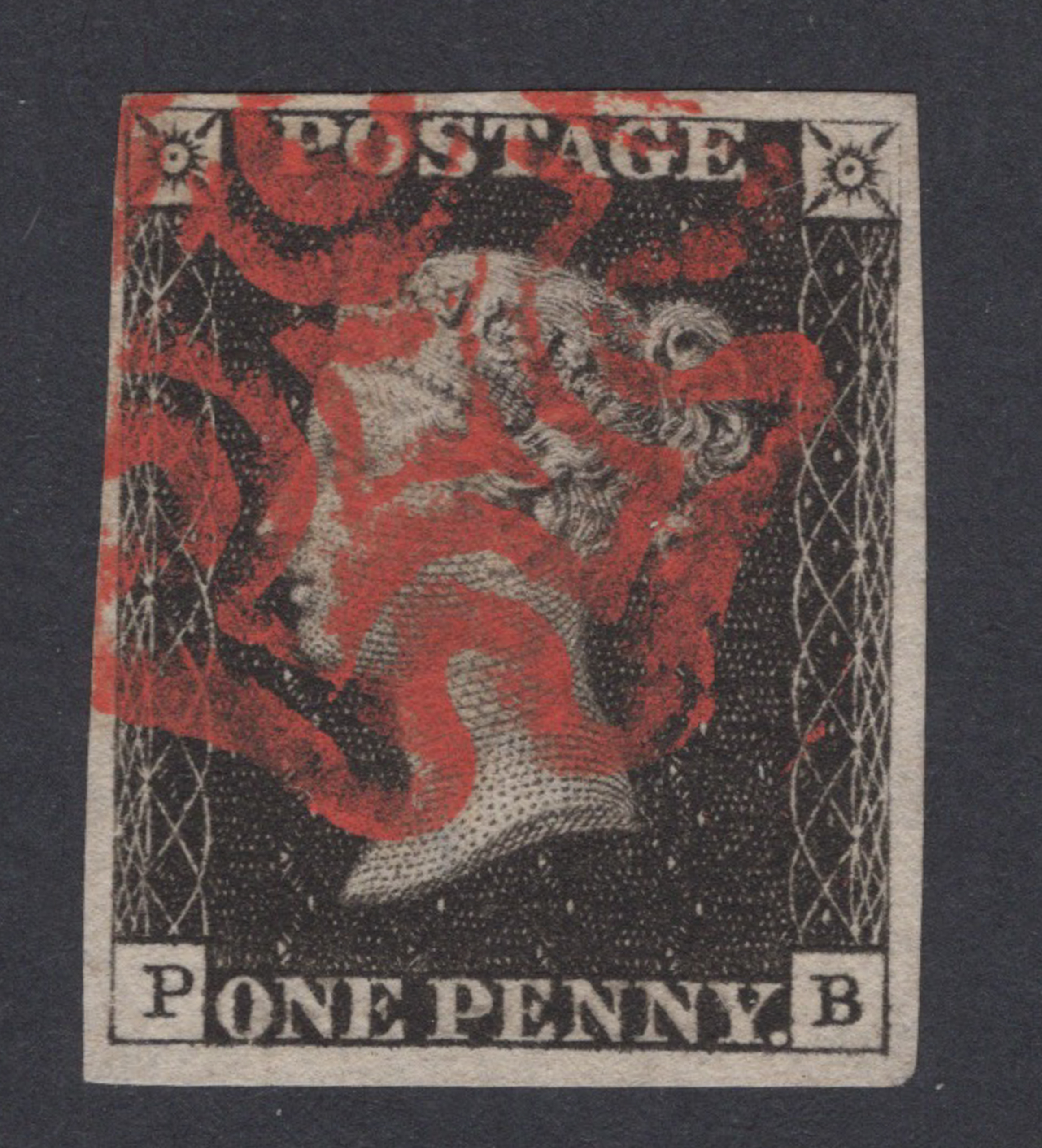1840 1d Black (Plate VIII) Lettered P-B