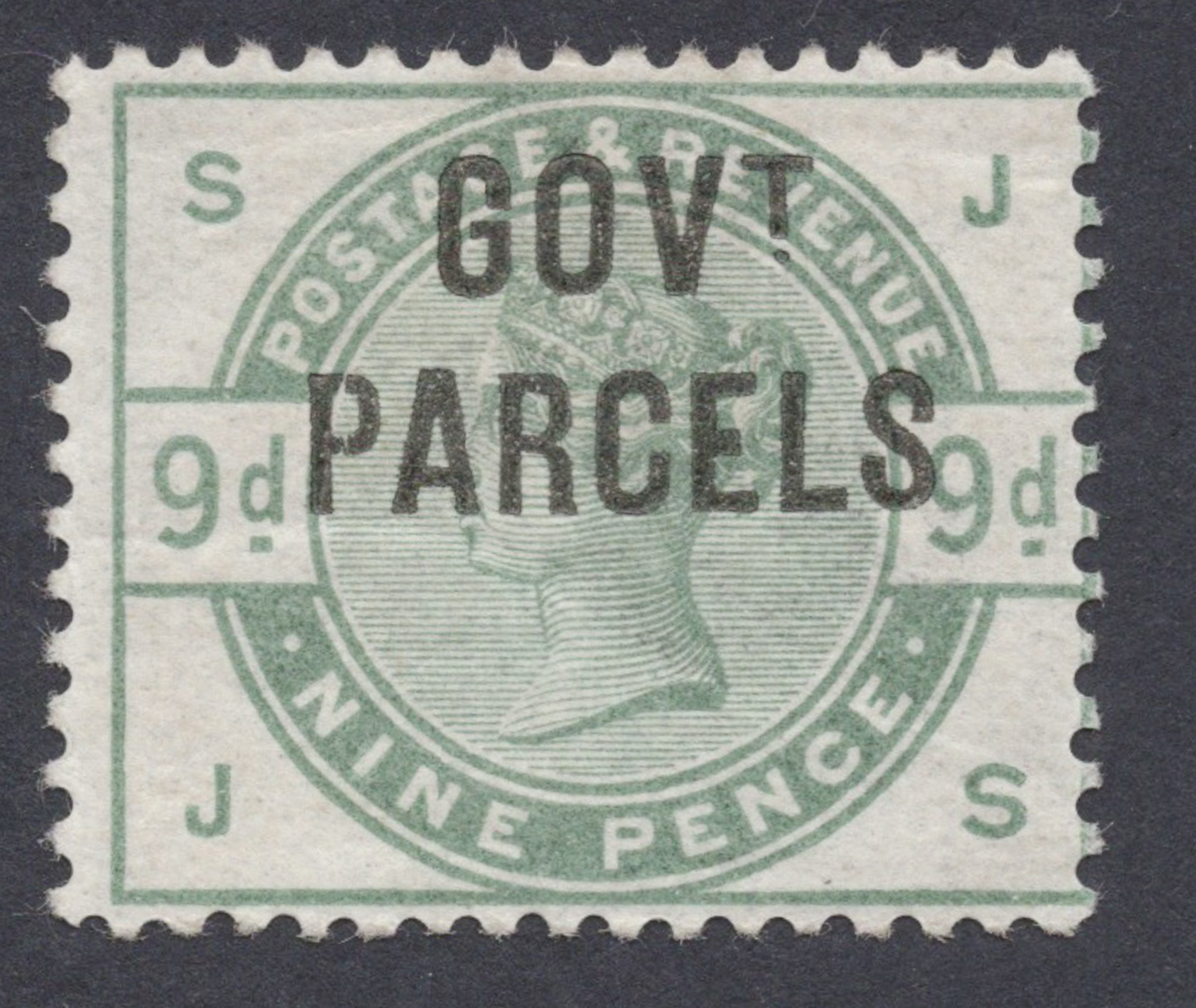 1883 9d Dull Green GOV.T PARCELS Official