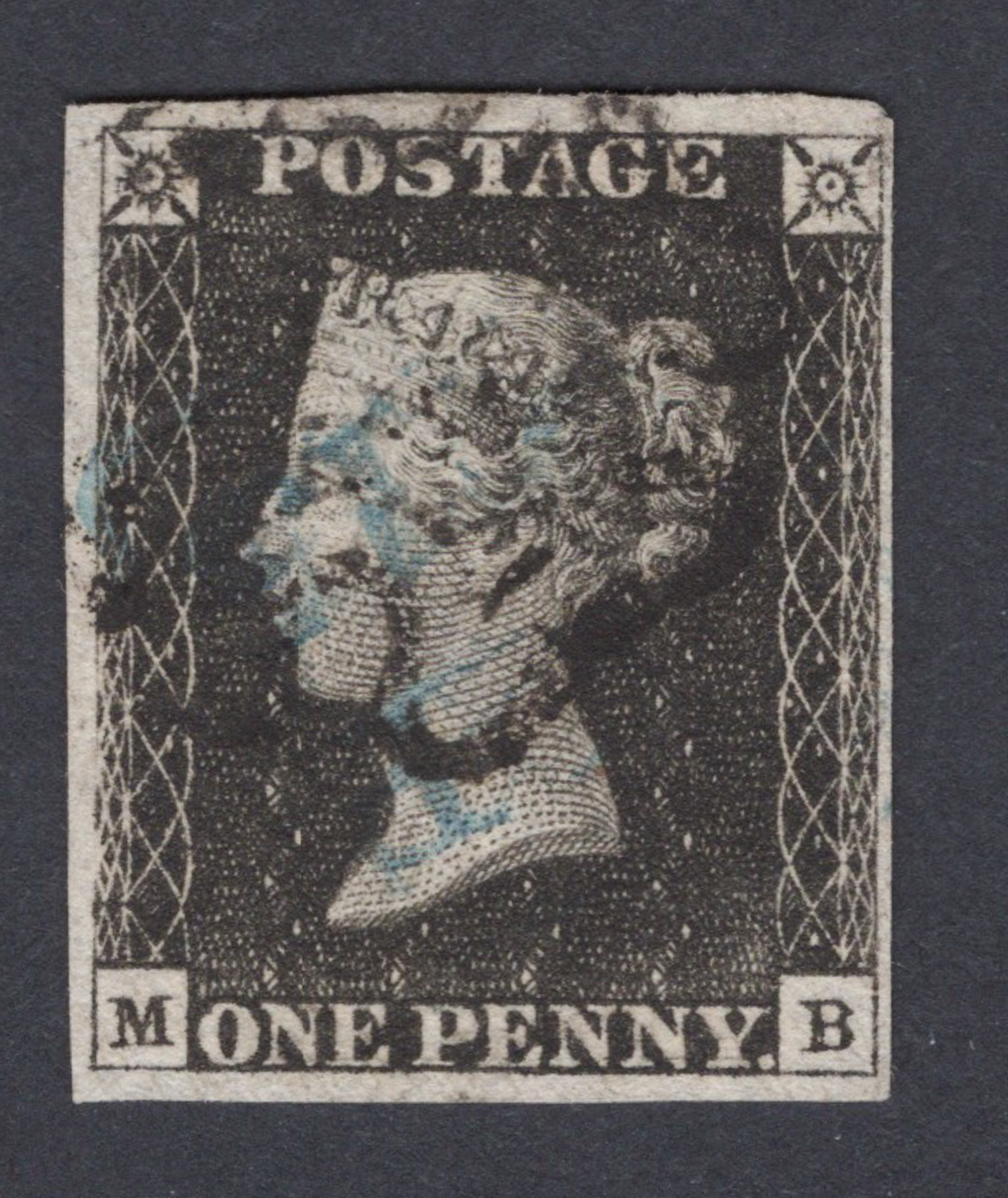 1840 1d Intense Black (Plate IV) Lettered M-B