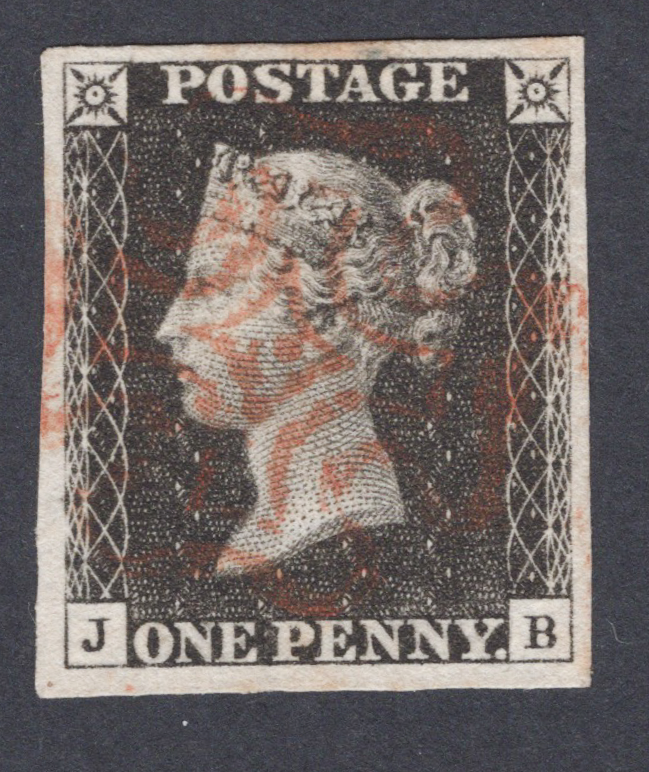 1840 1d Black (Plate VI) Lettered J-B