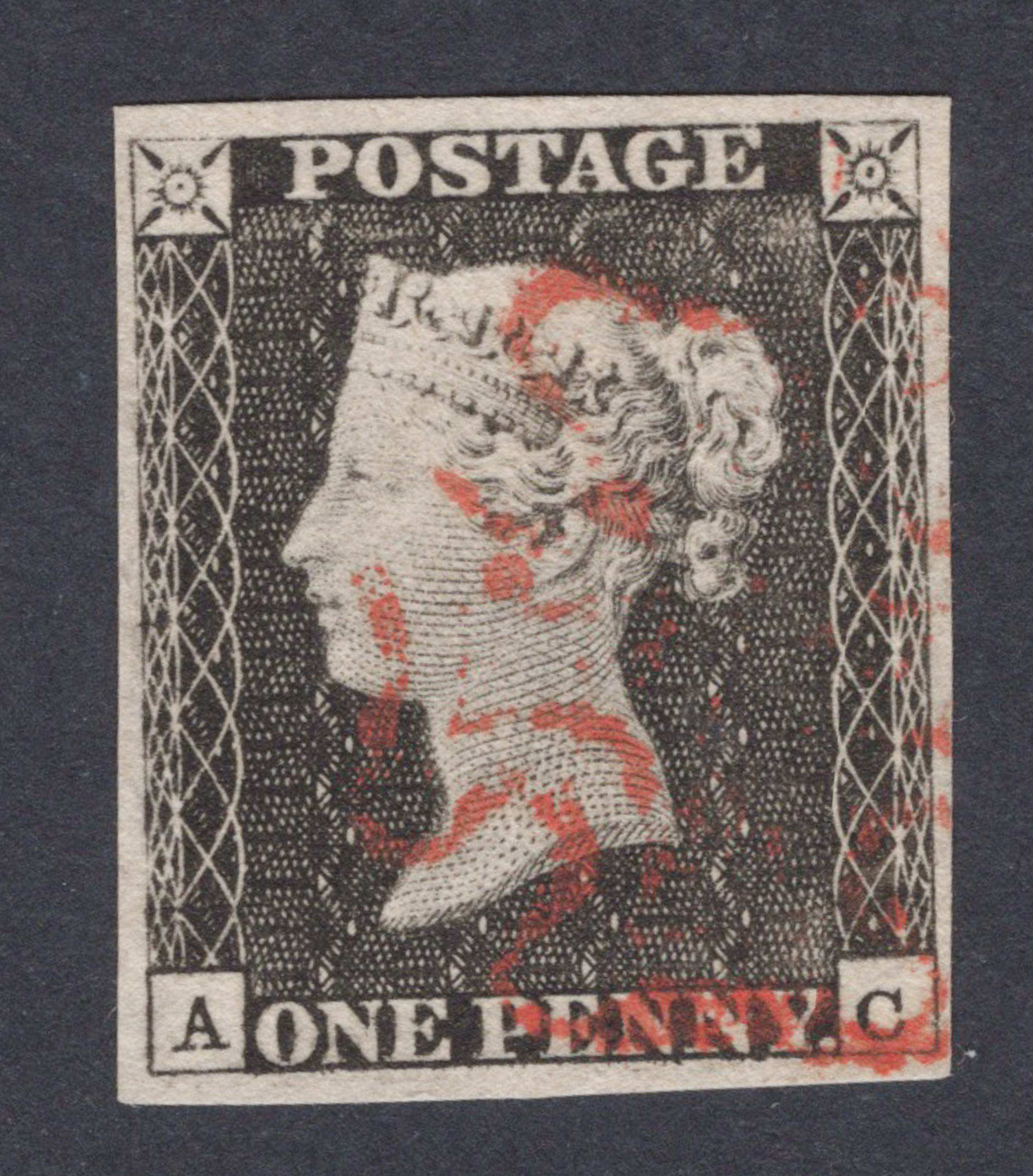 1840 1d Black (Plate II) Lettered A-C Bleute Paper