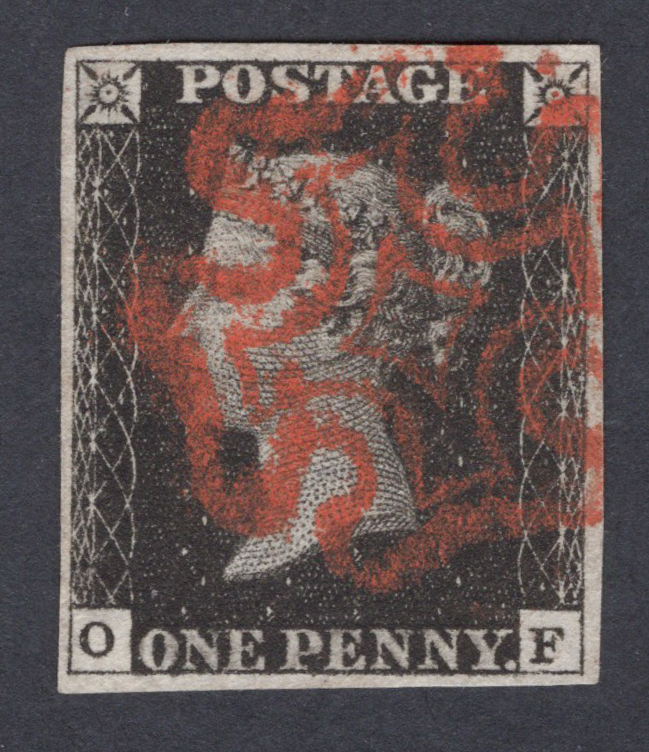 1840 1d Black (Plate VI) Lettered O-F