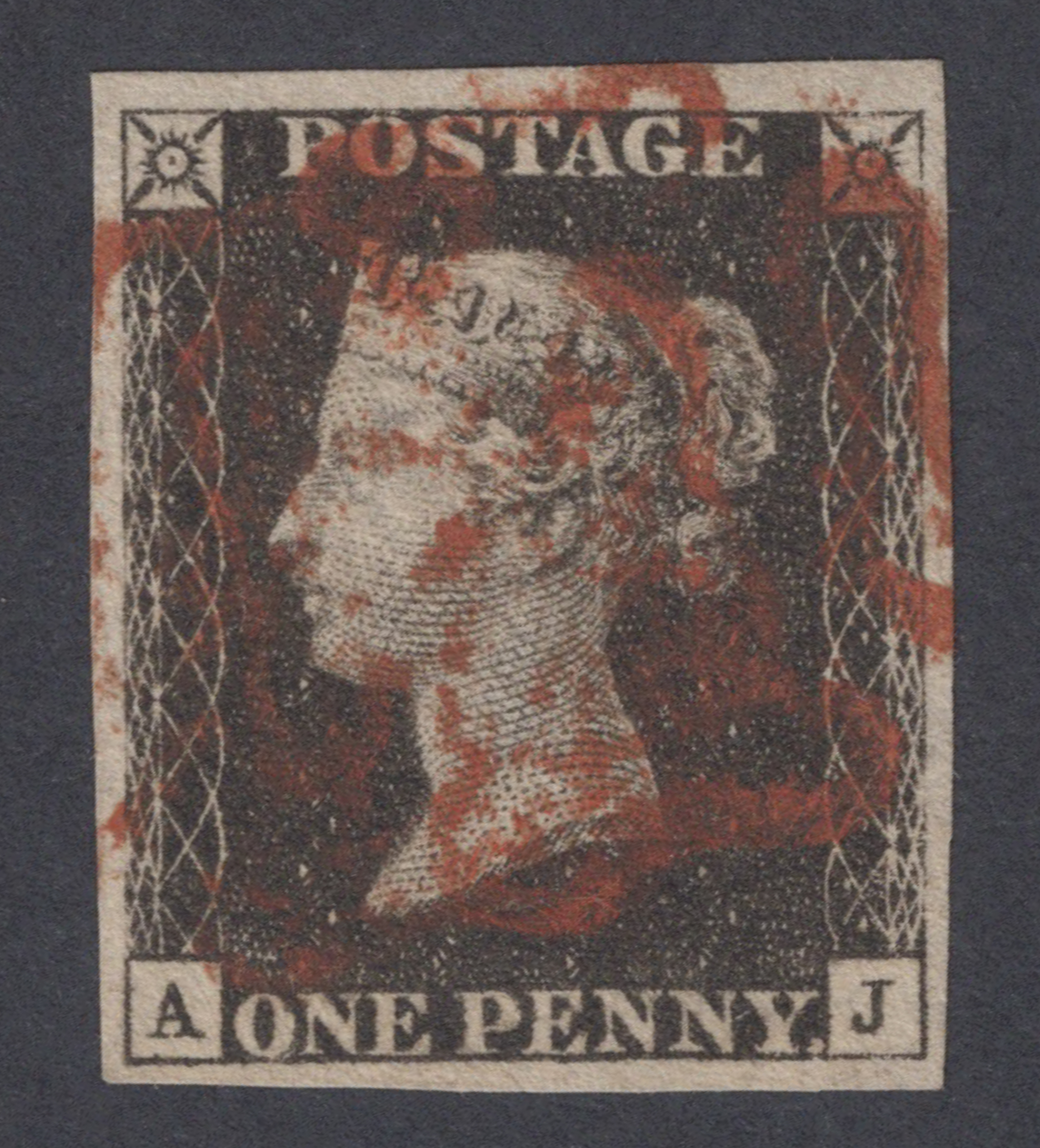 1840 1d Black (Plate VIII) Lettered A-J