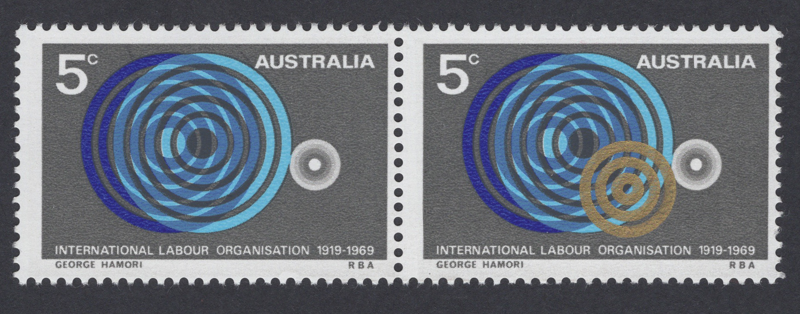 Australia 1969 Labour Organisation 5c Gold Omitted