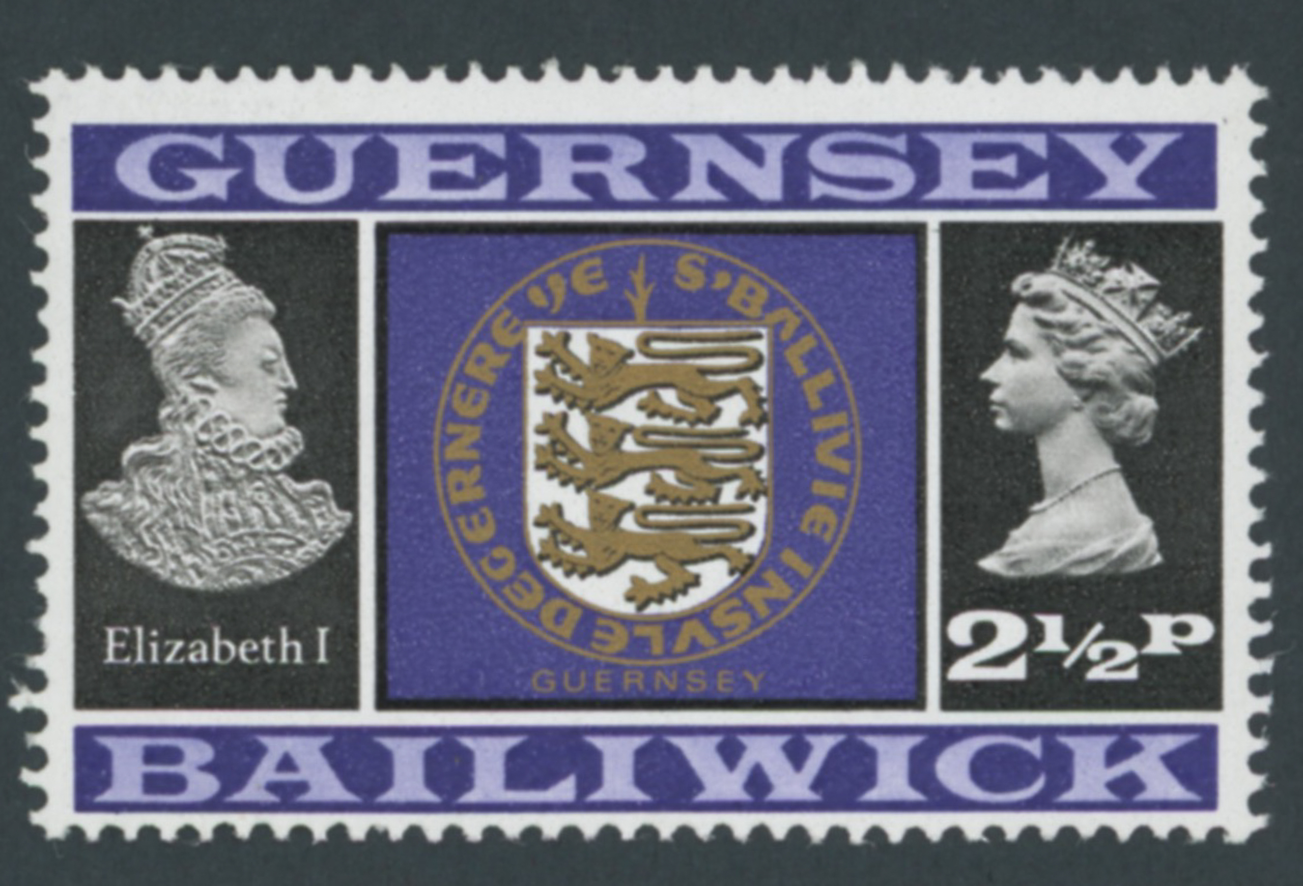 Guernsey 1971 Arms Of Guernsey 2½p Bright Vermilion Omitted