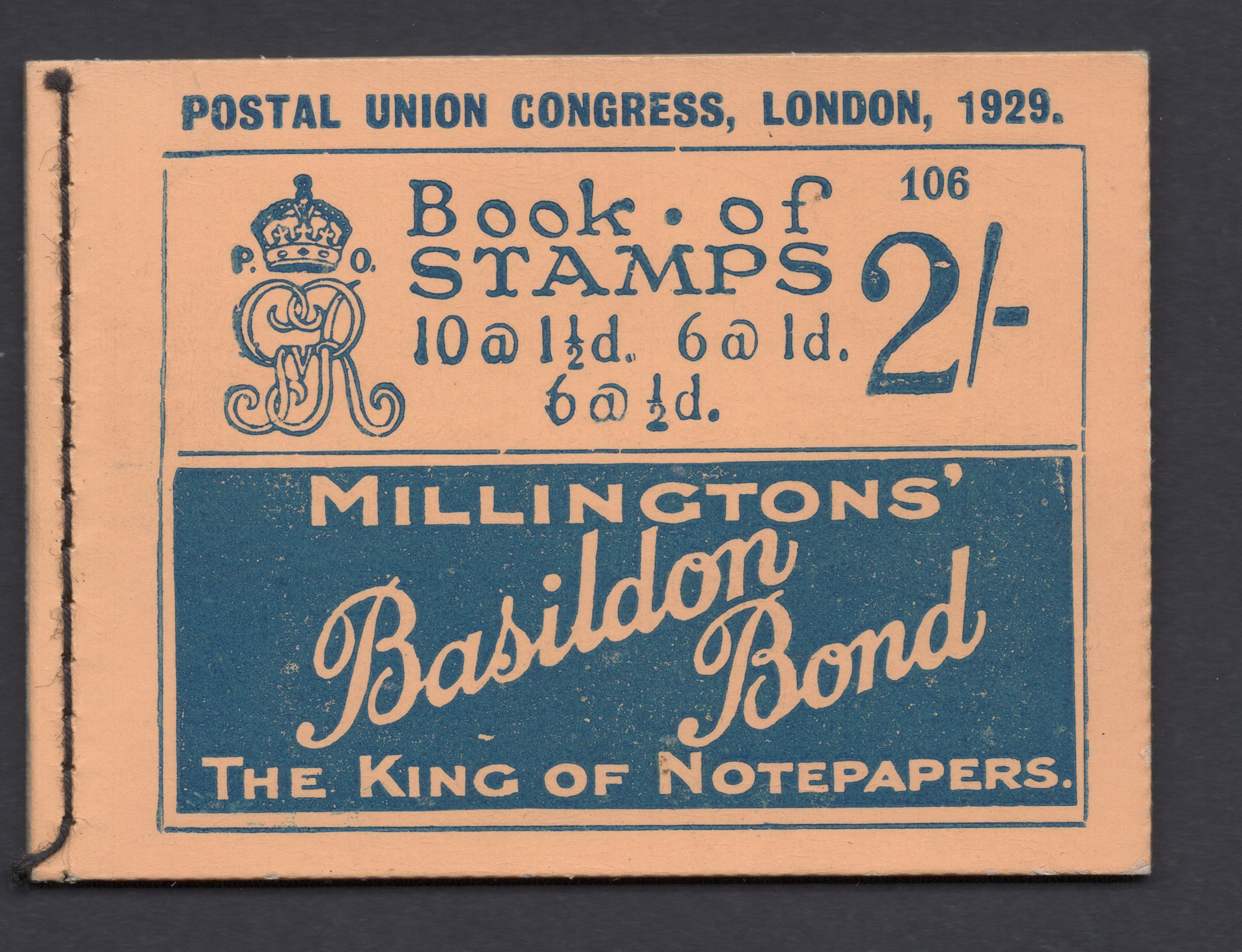 1929 2/- Booklet (Edition No.106) Very Fine And Fresh